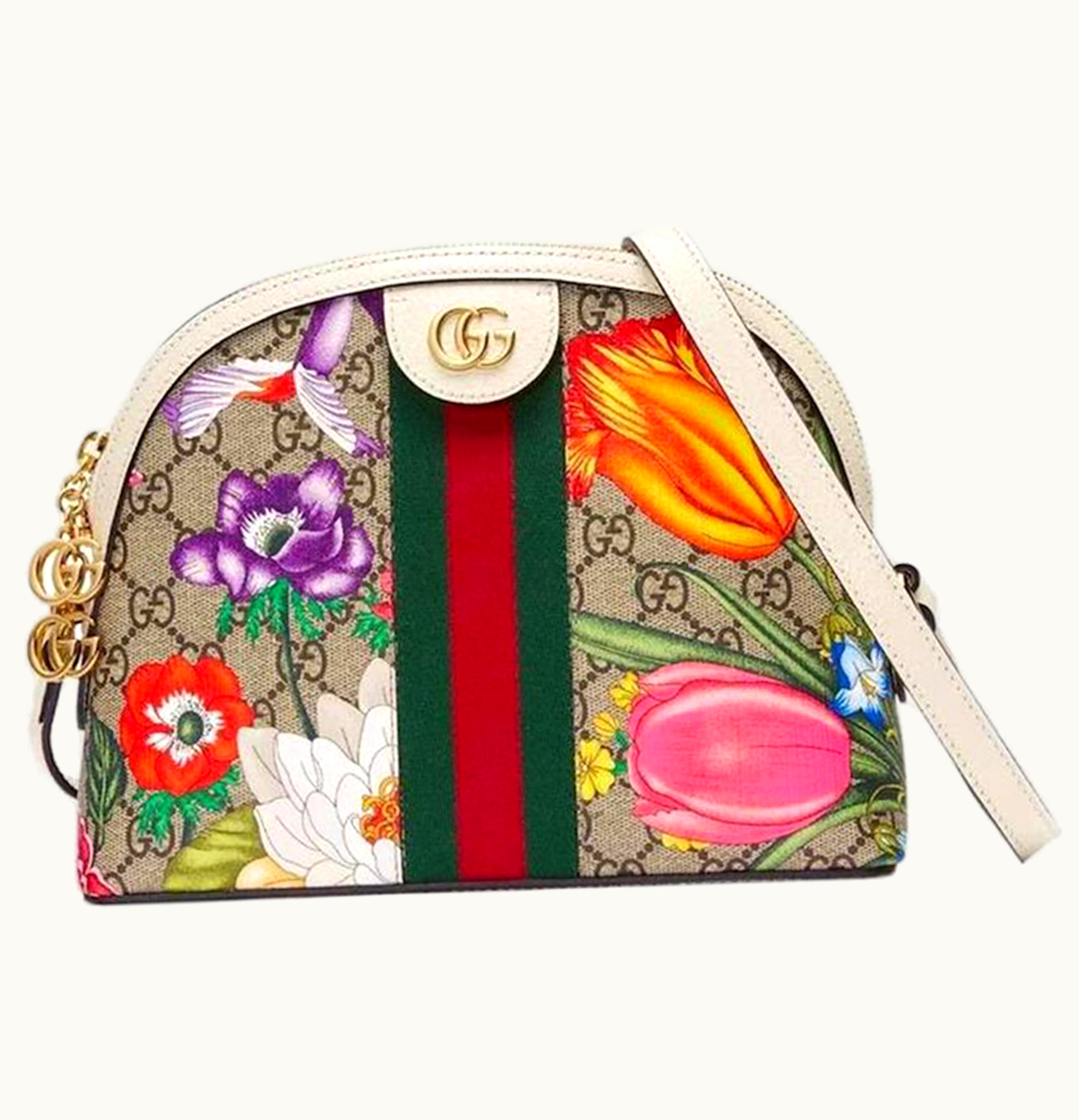 Gucci Gucci Ophidia Dome Crossbody GG Supreme Flora Ivory Beige