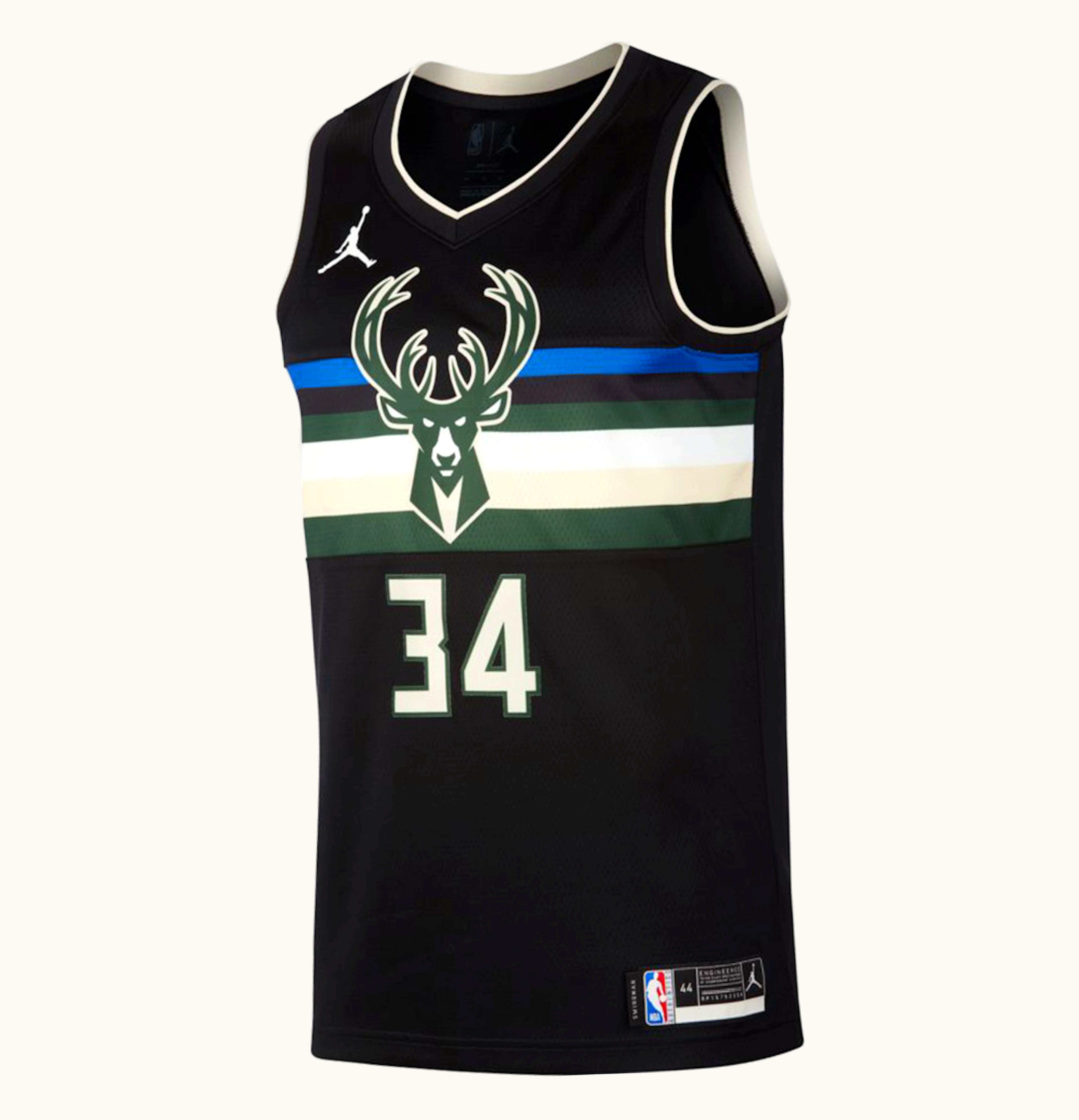 Nike Nike Giannis Antetokounmpo Bucks Statement Jersey Core Black Cargo Khaki Cloud White