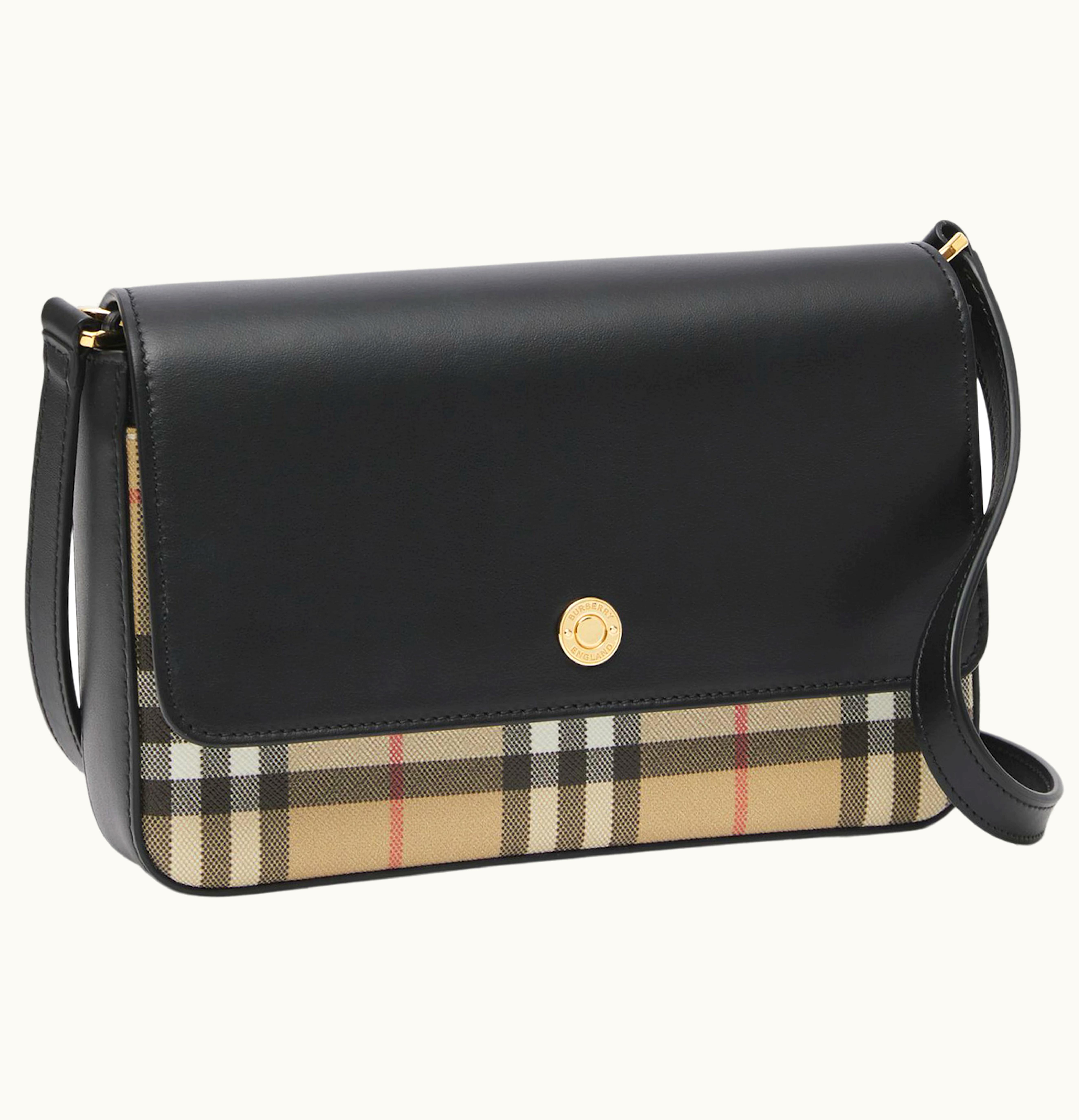 Burberry Burberry Vintage Check and Leather Note Bag Mini Archive Beige Black