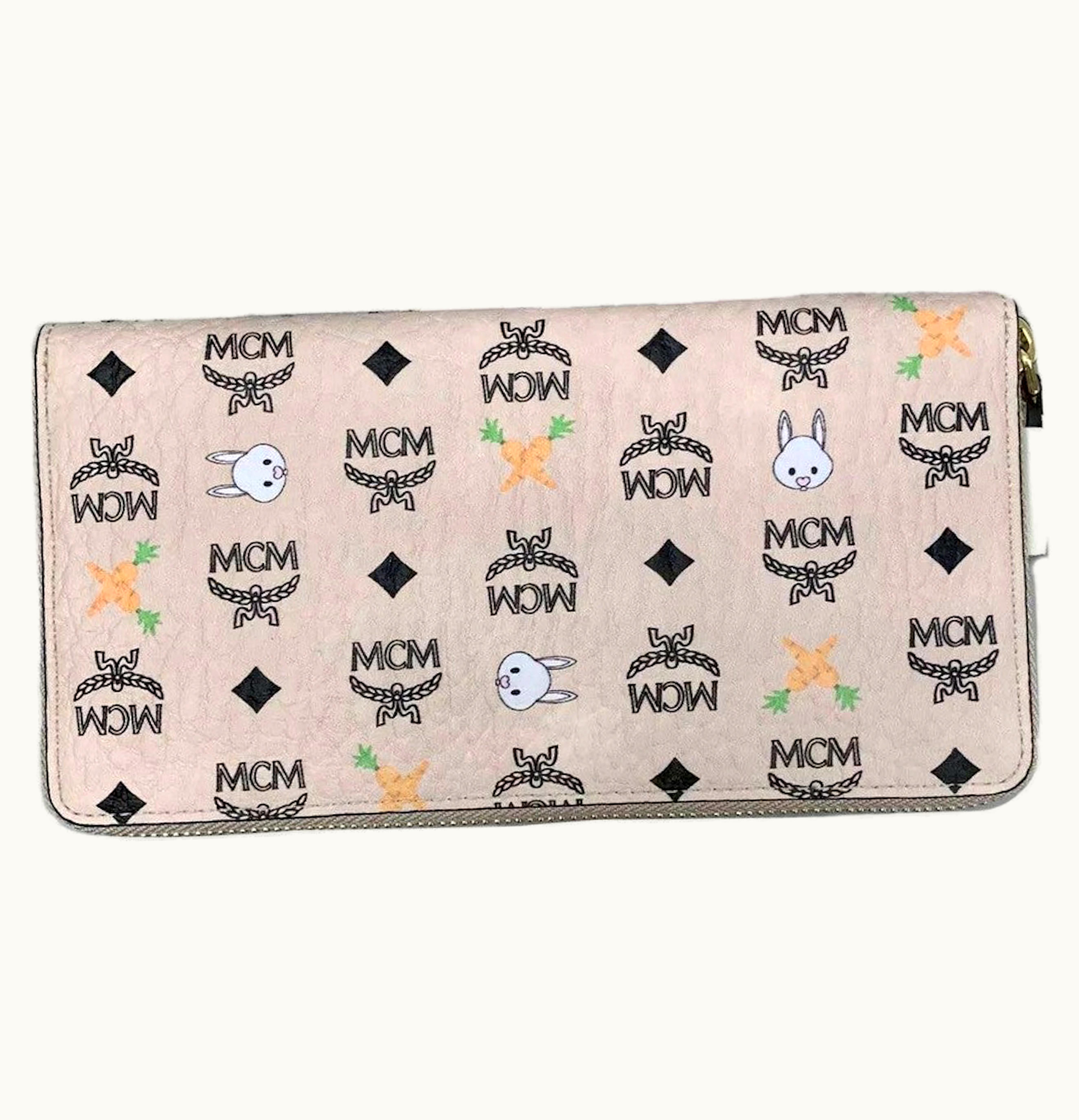 MCM MCM Visetos Zip Around Rabbit Wallet Beige