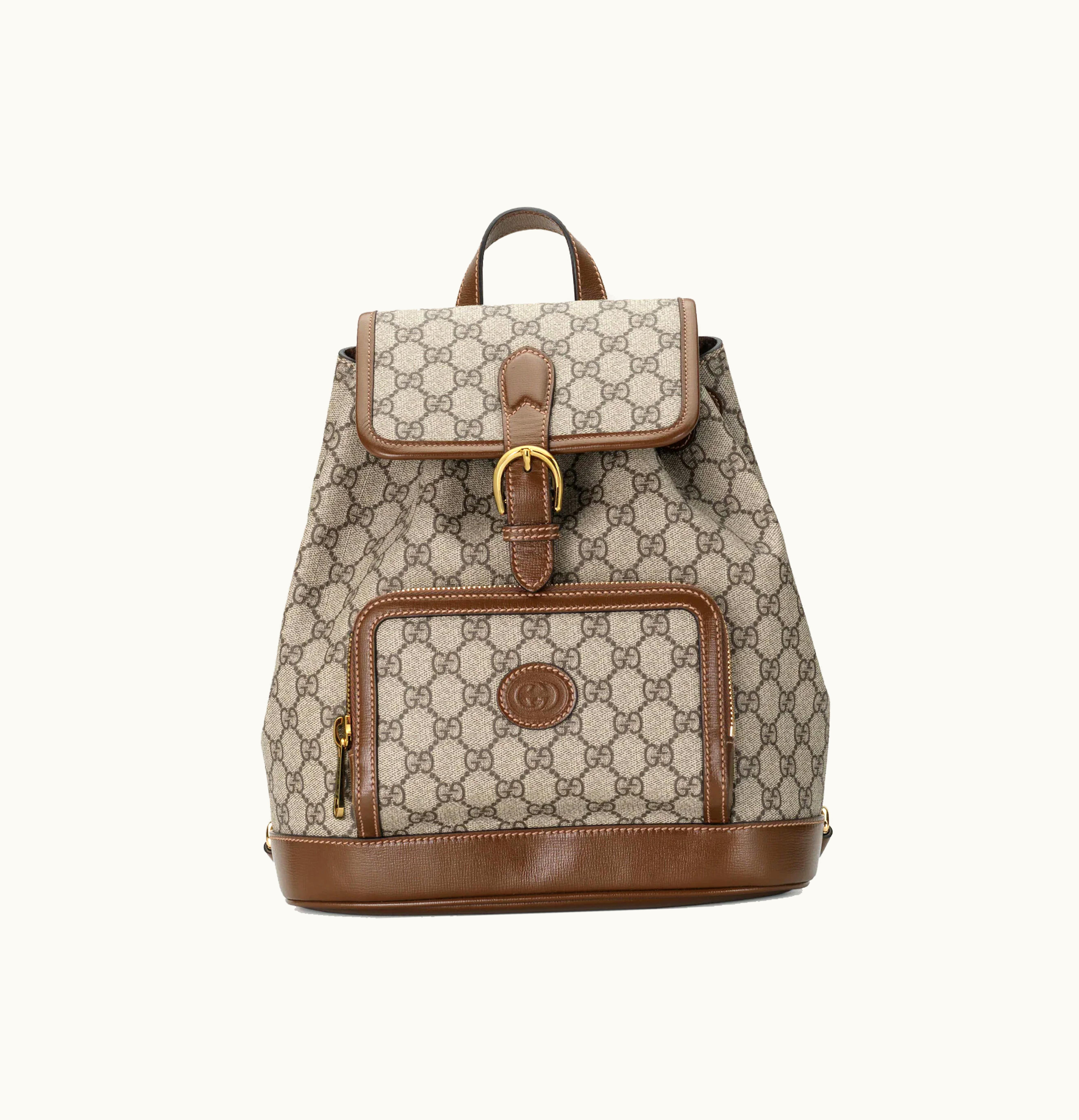 Gucci Gucci Backpack With Interlocking G Beige Ebony