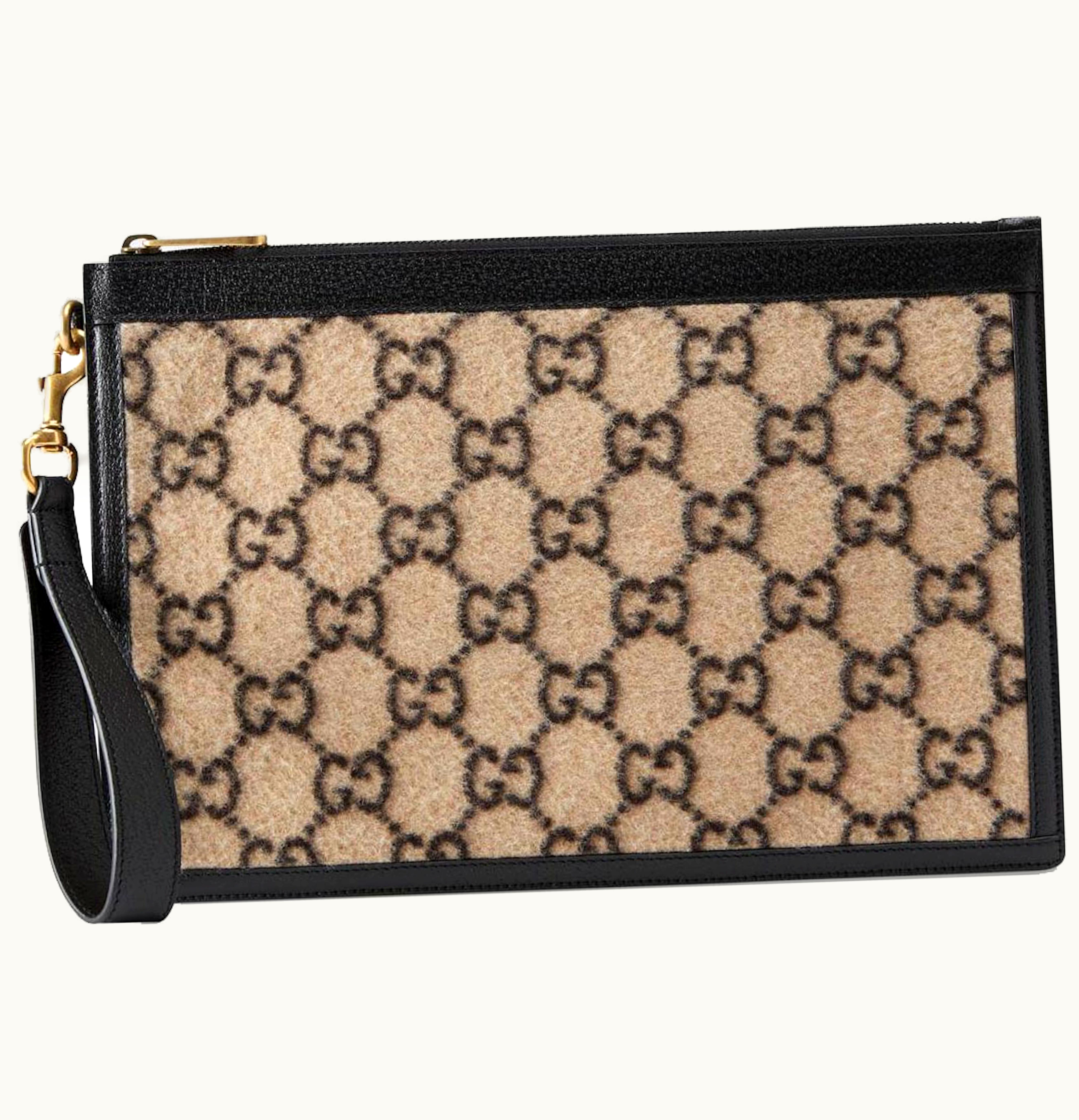 Gucci Gucci Pouch 6 Slot GG Wool Beige Ebony