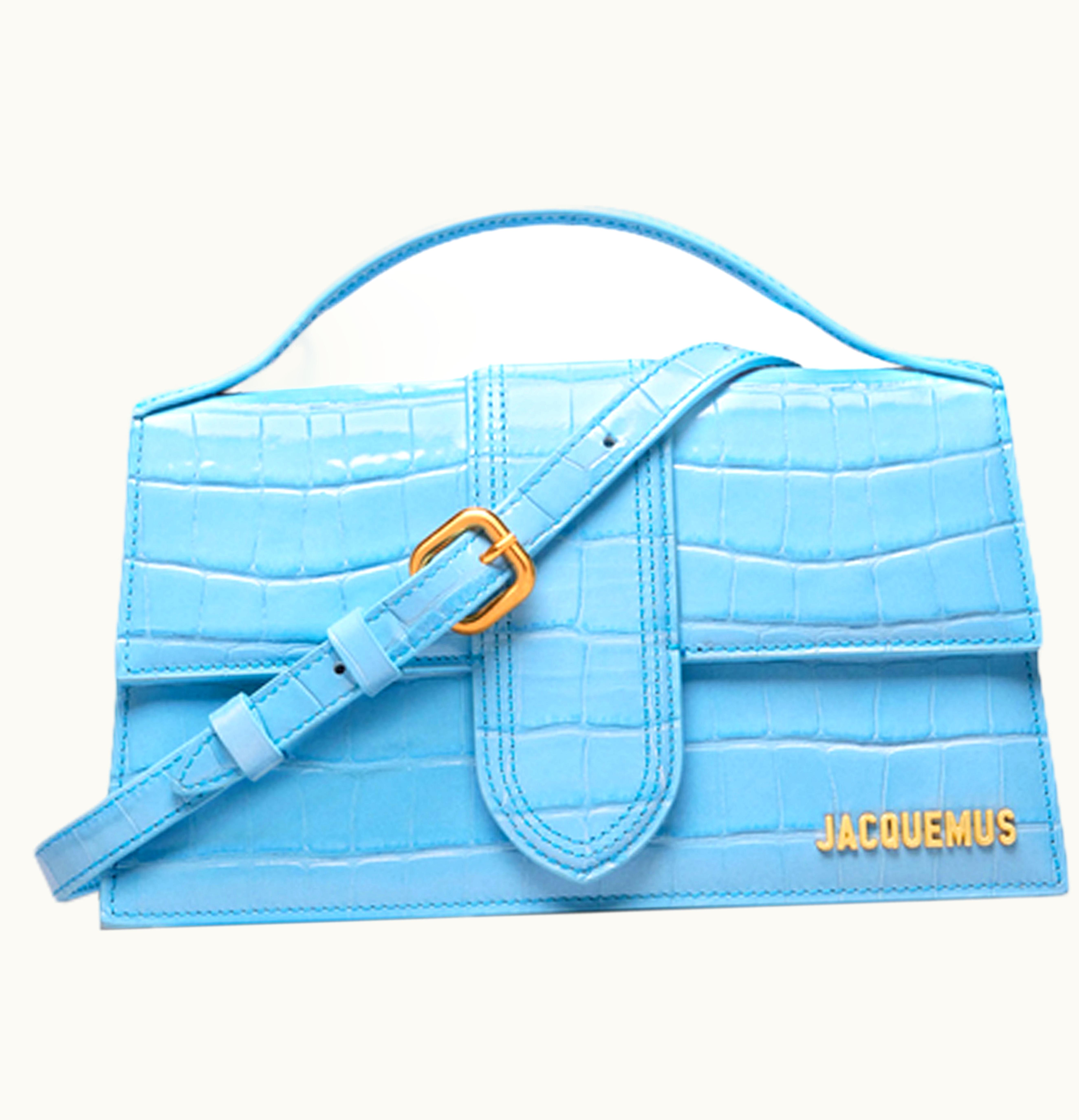 Jacquemus Jacquemus Le Grand Bambino Crossbody Flap Bag Croco Embossed Gradient Blue