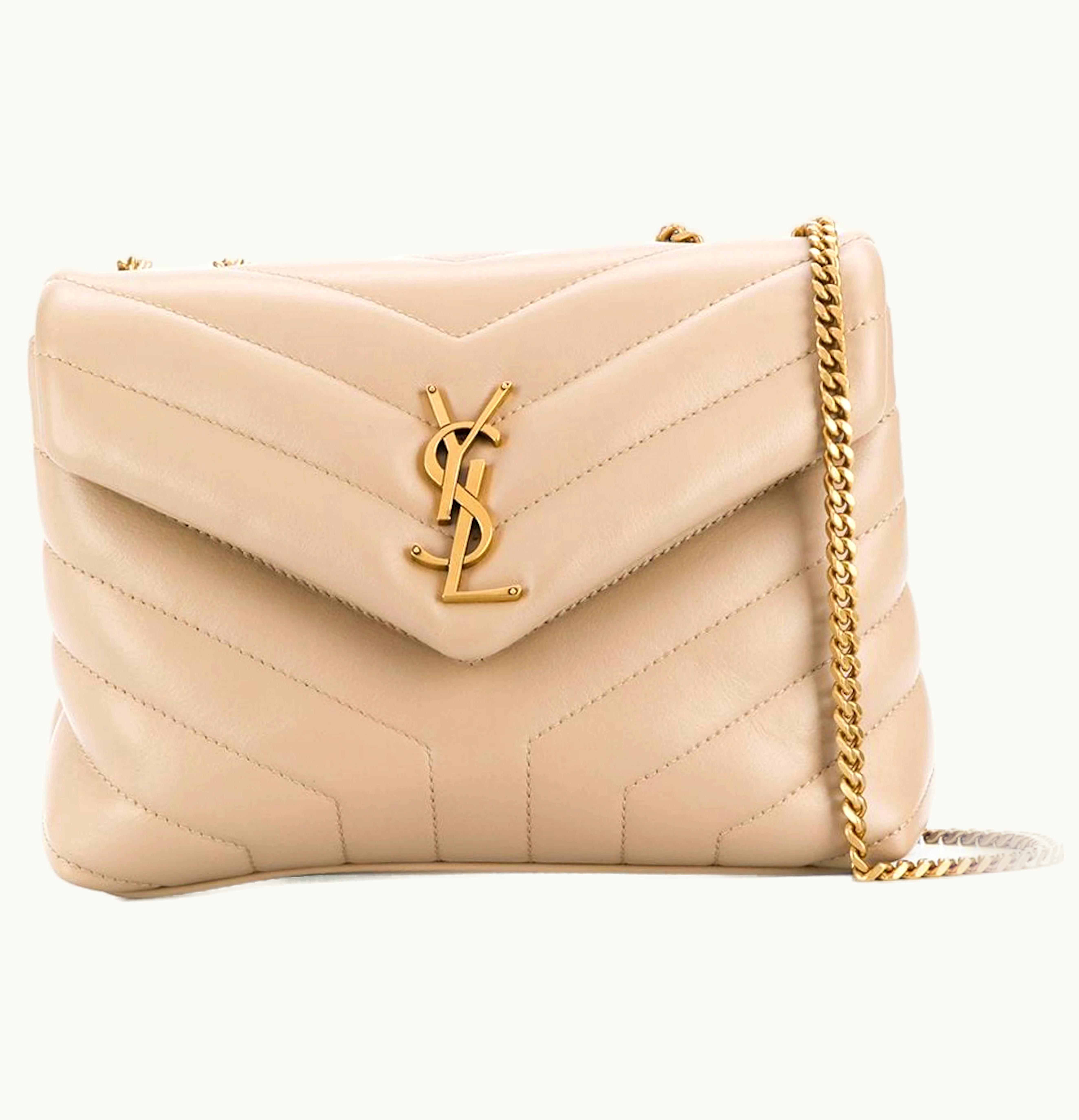 Saint Laurent Saint Laurent Loulou Quilted Shoulder Bag Beige