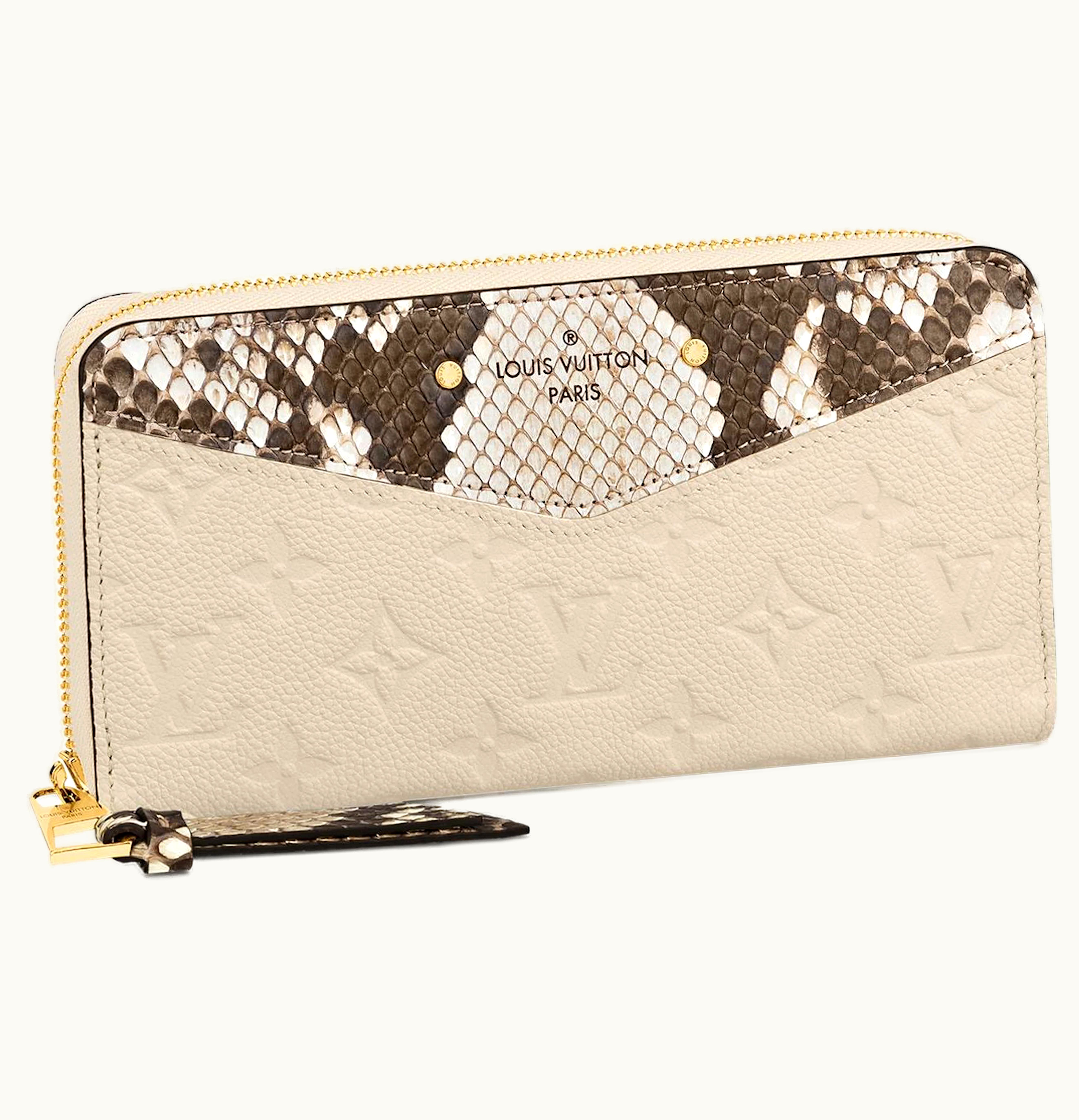 Louis Vuitton Louis Vuitton Zippy Wallet Monogram Empreinte Python Creme Beige