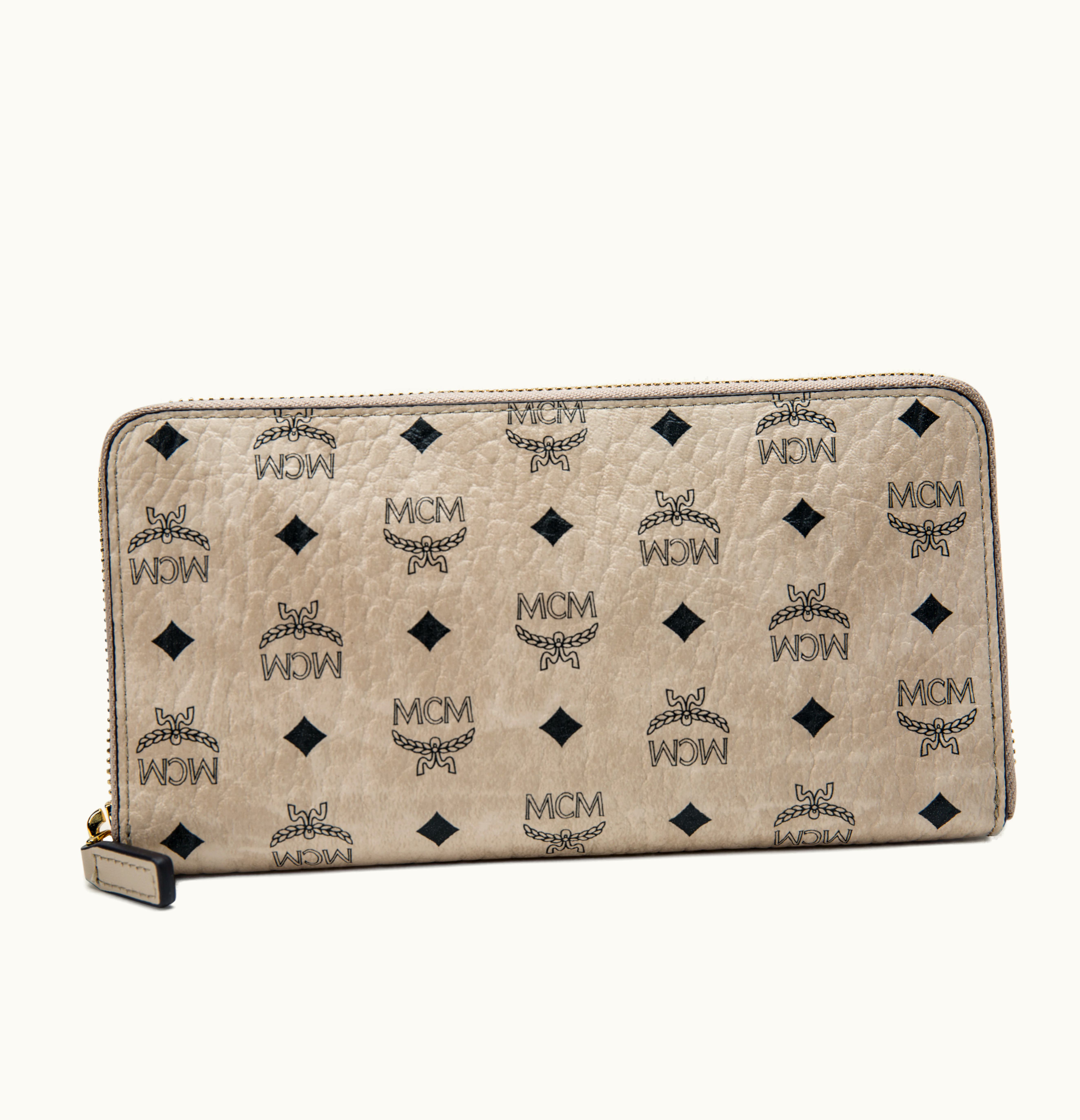 MCM MCM Zip Around Wallet Visetos Large Beige 1