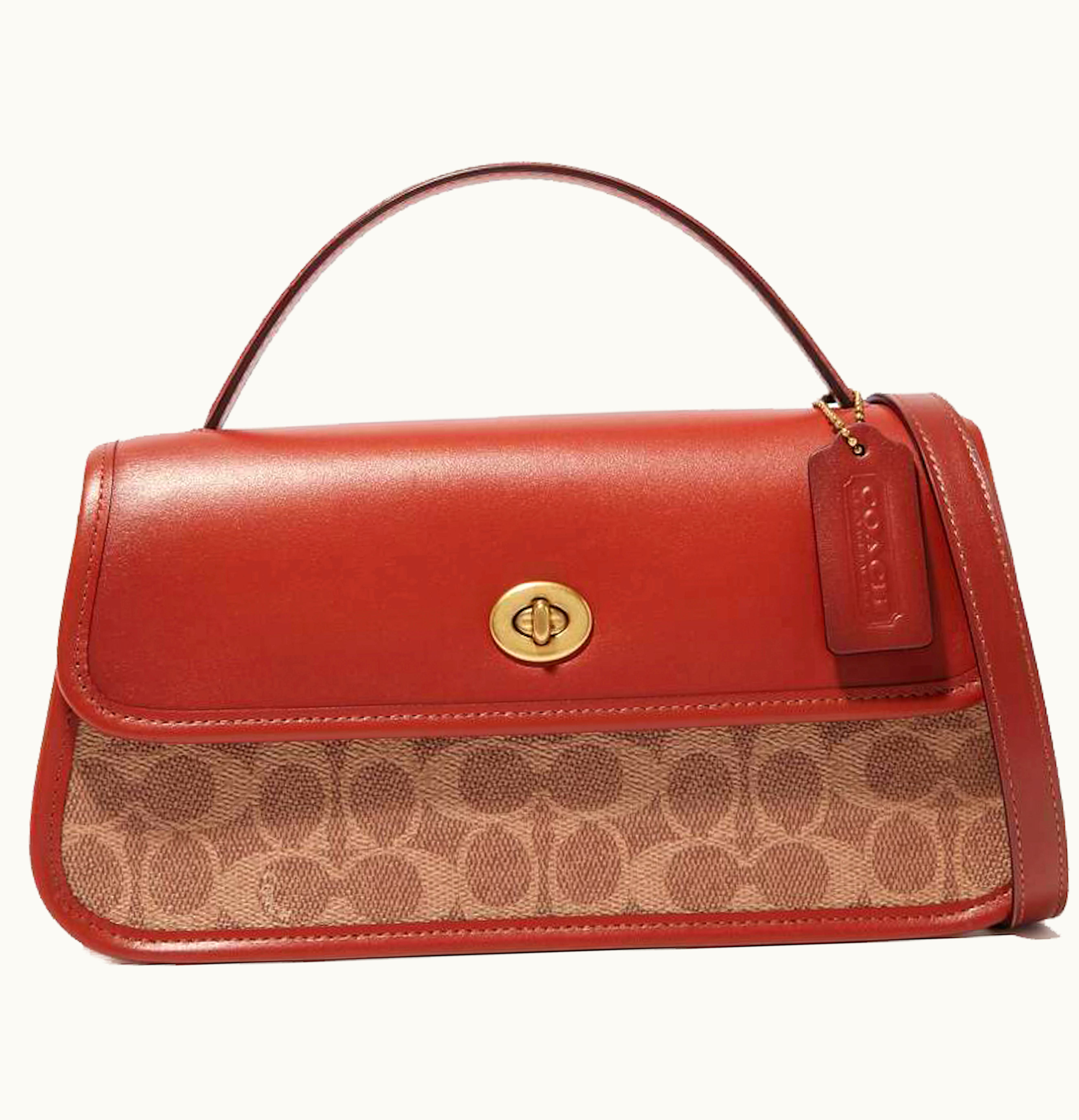 Coach Coach Turnlock Clutch Bag Red Beige