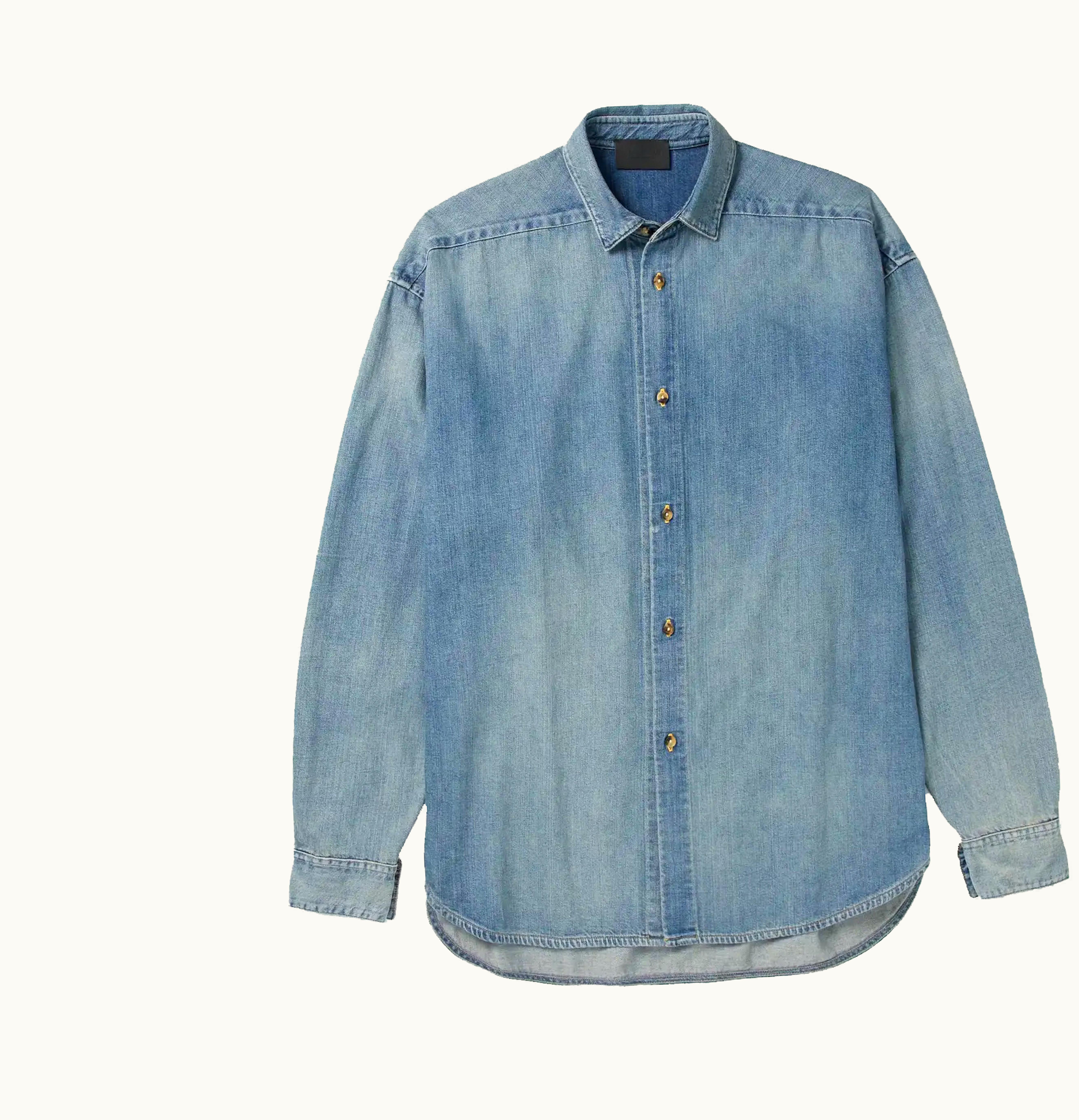 FEAR OF GOD Fear of God Mr Porter Exclusive Distressed Denim Shirt Blue