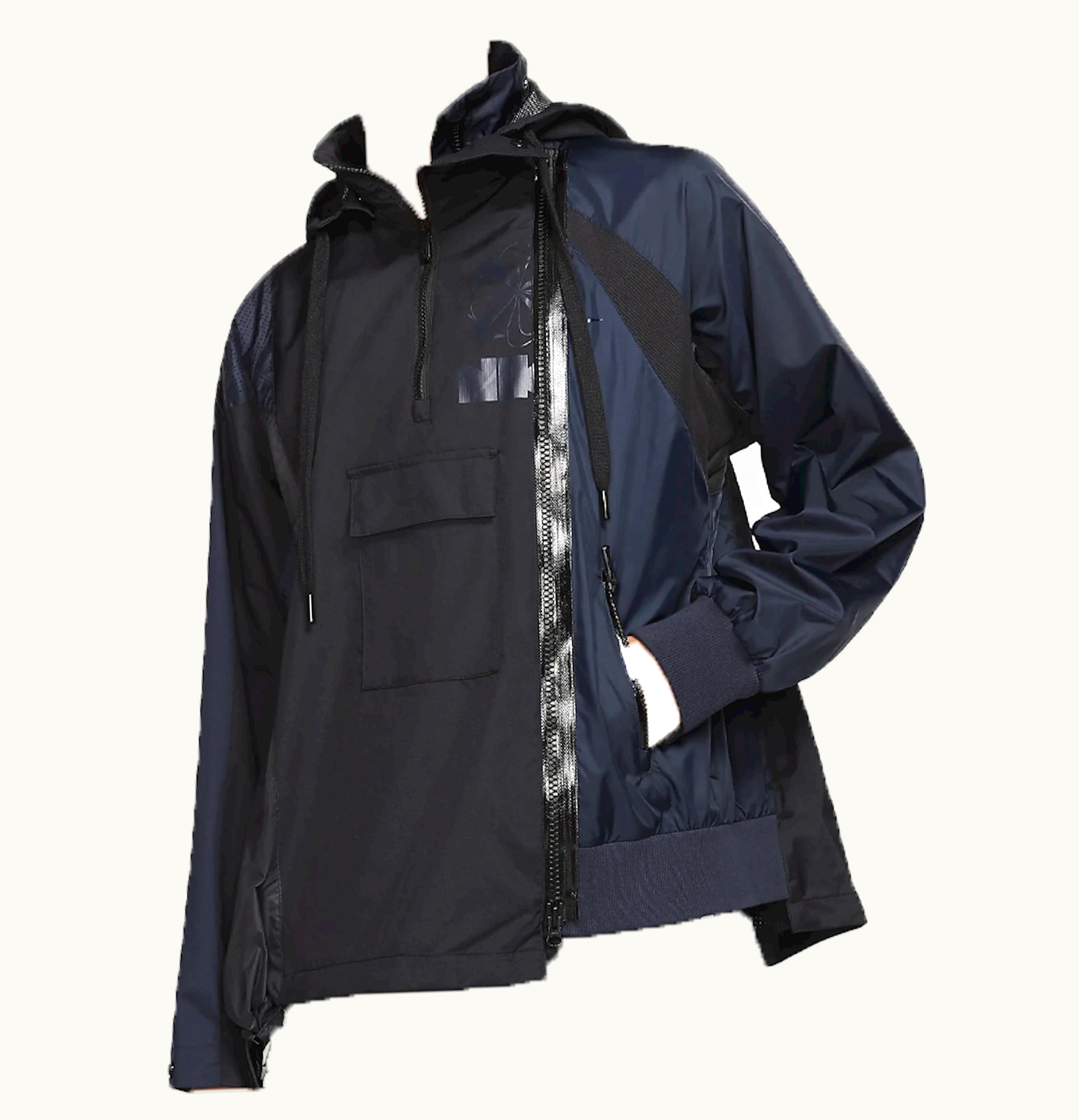 Nike Nike X Sacai Womens Doulbe Zip Jacket Black Dark Obsidian