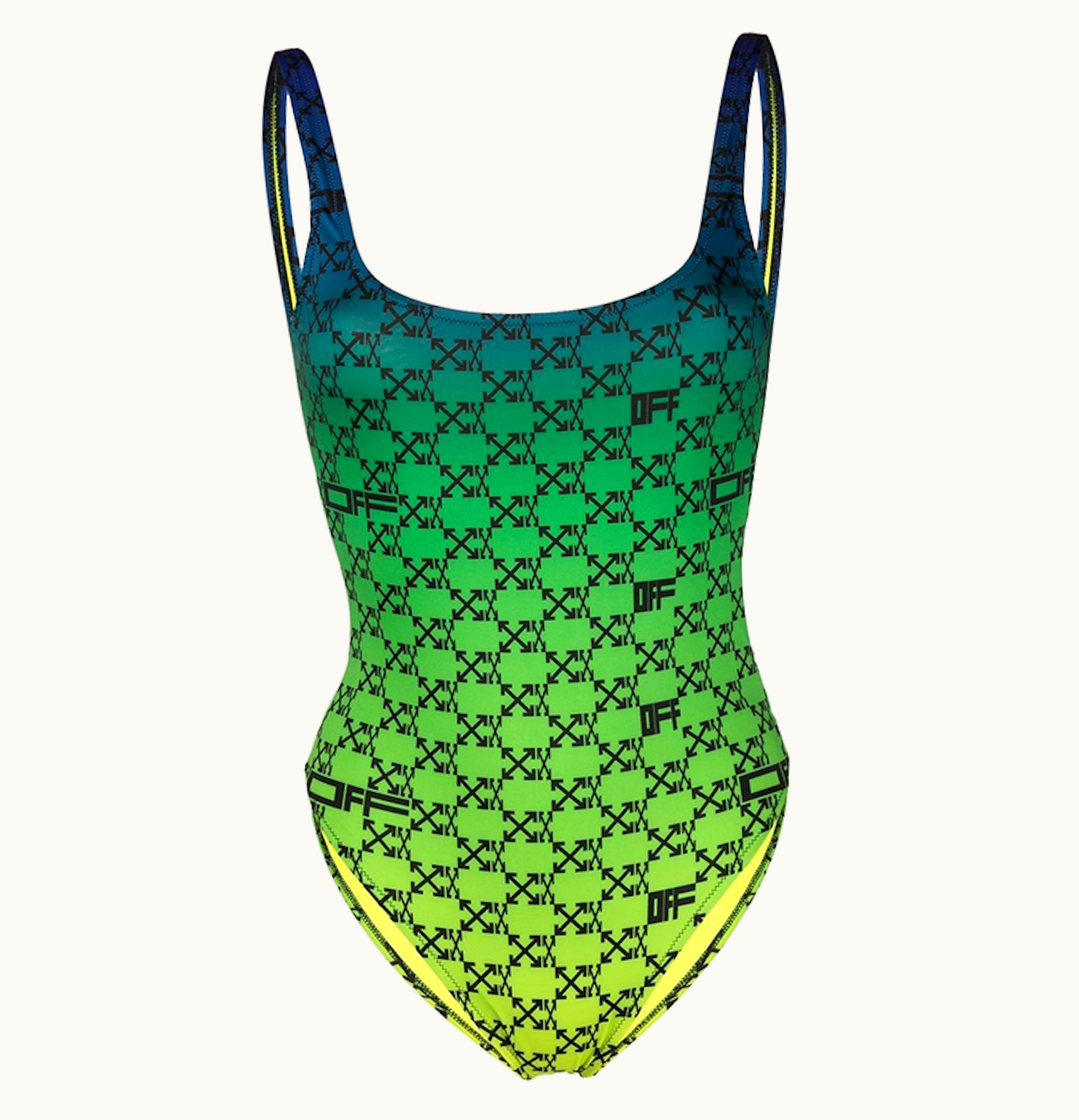 OFF-WHITE OFF WHITE Arrows Gradient One Piece Swimsuit Green Yellow