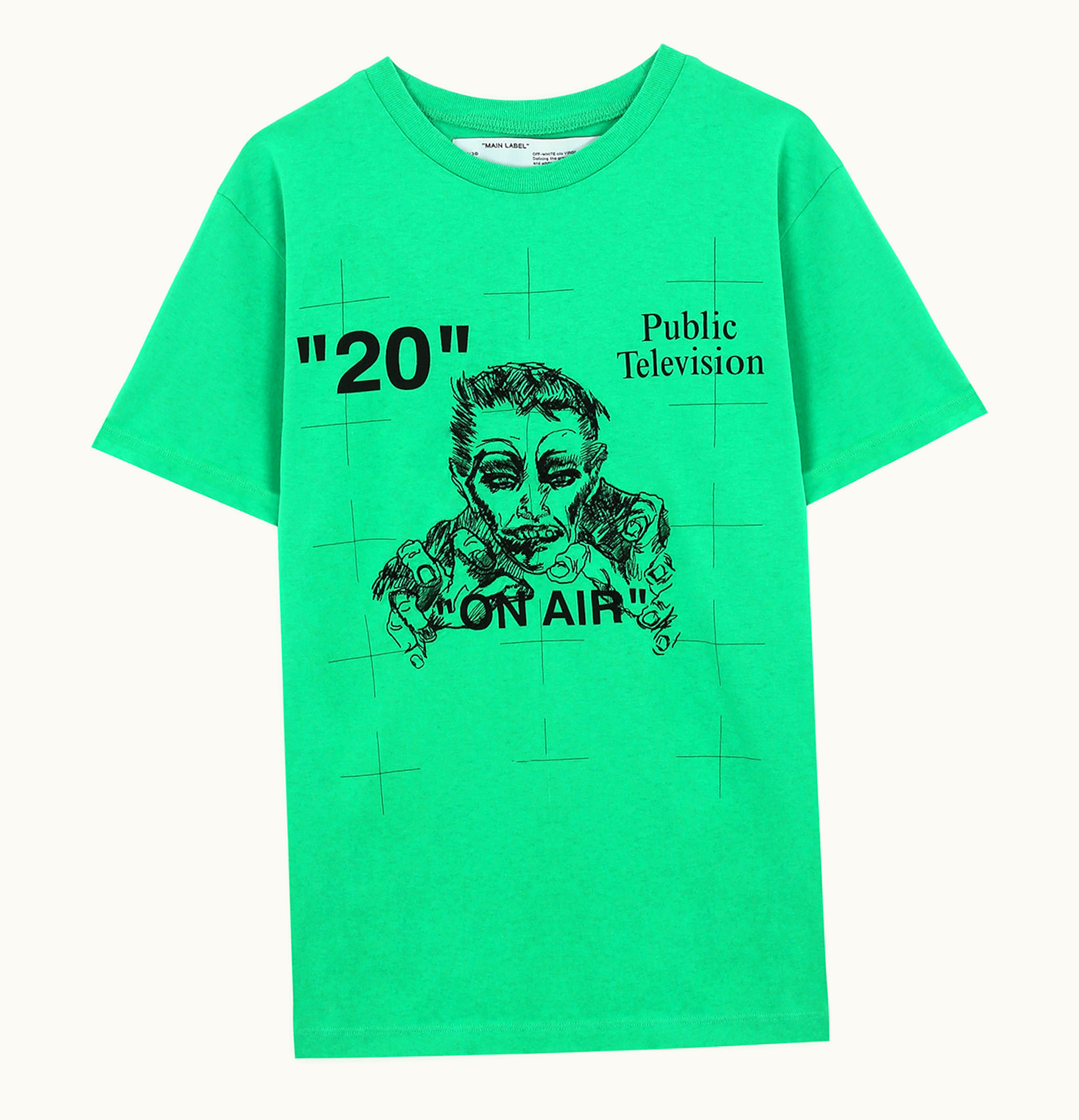 OFF-WHITE OFF WHITE Public Television T Shirt Green Black