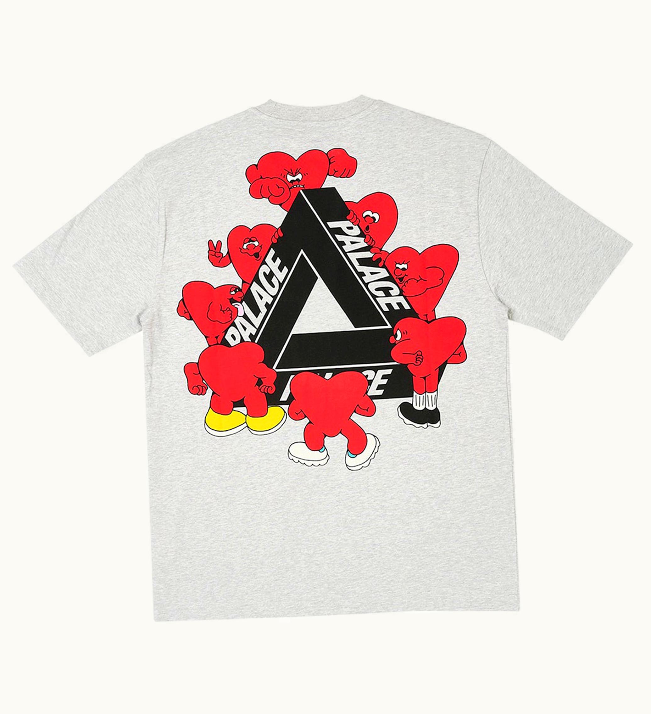 Palace Palace Tri Hearts T Shirt Grey Marl