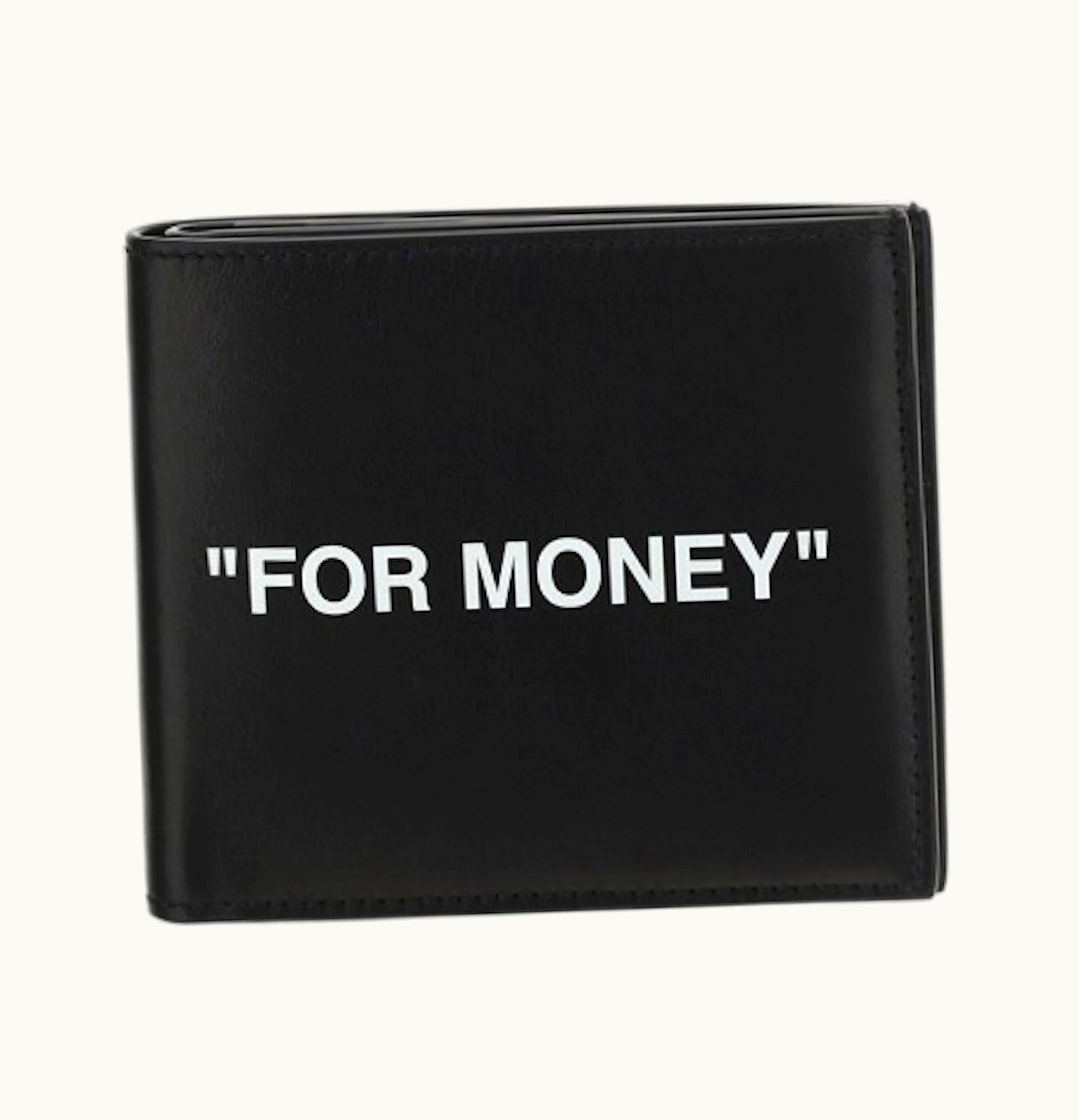 OFF-WHITE OFF WHITE For MONEY Printed Bi Fold Wallet 8 Card Slots Black