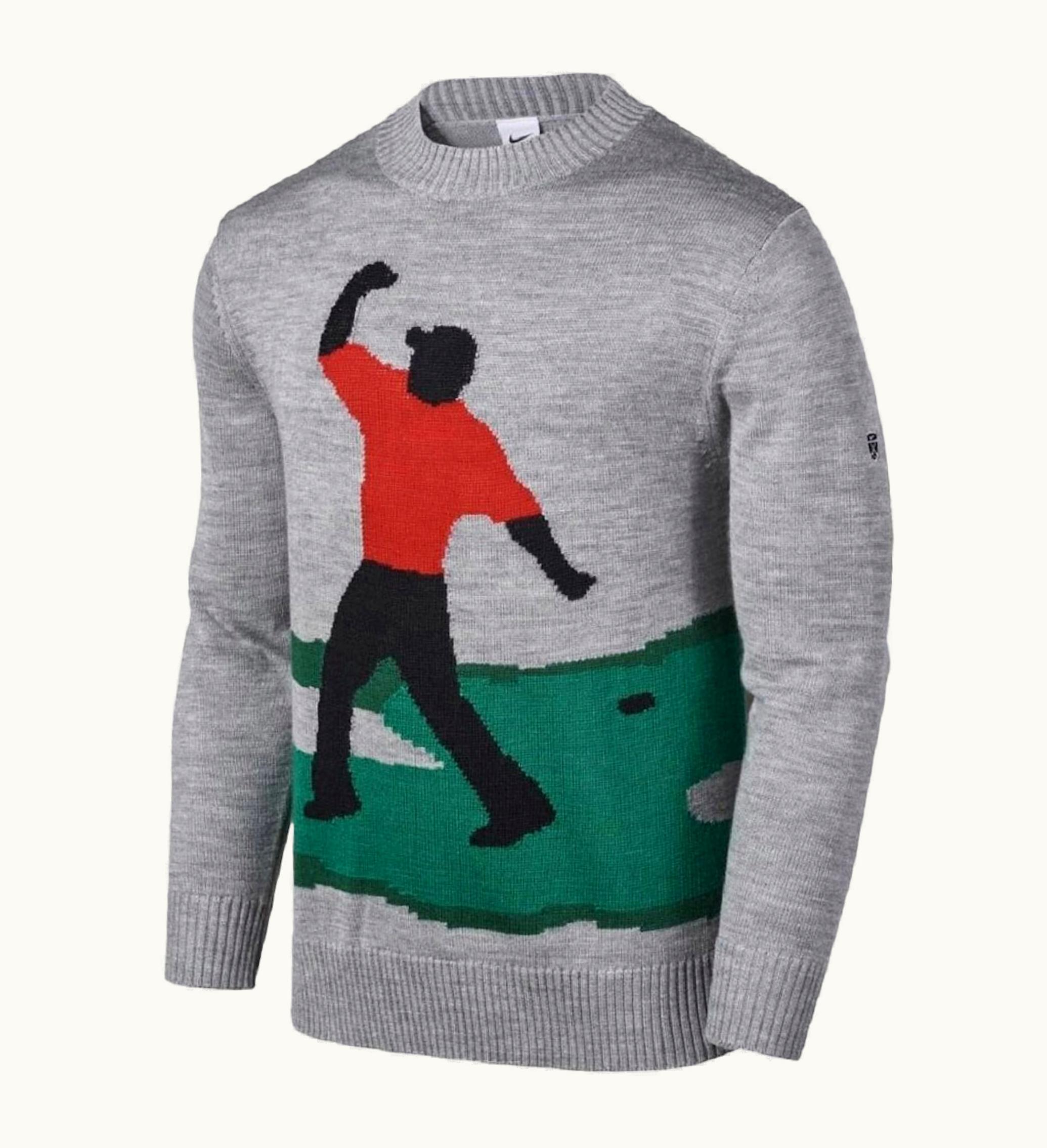 Nike Nike Tiger Woods Knit Golf Crew Sweater Grey Multicolor