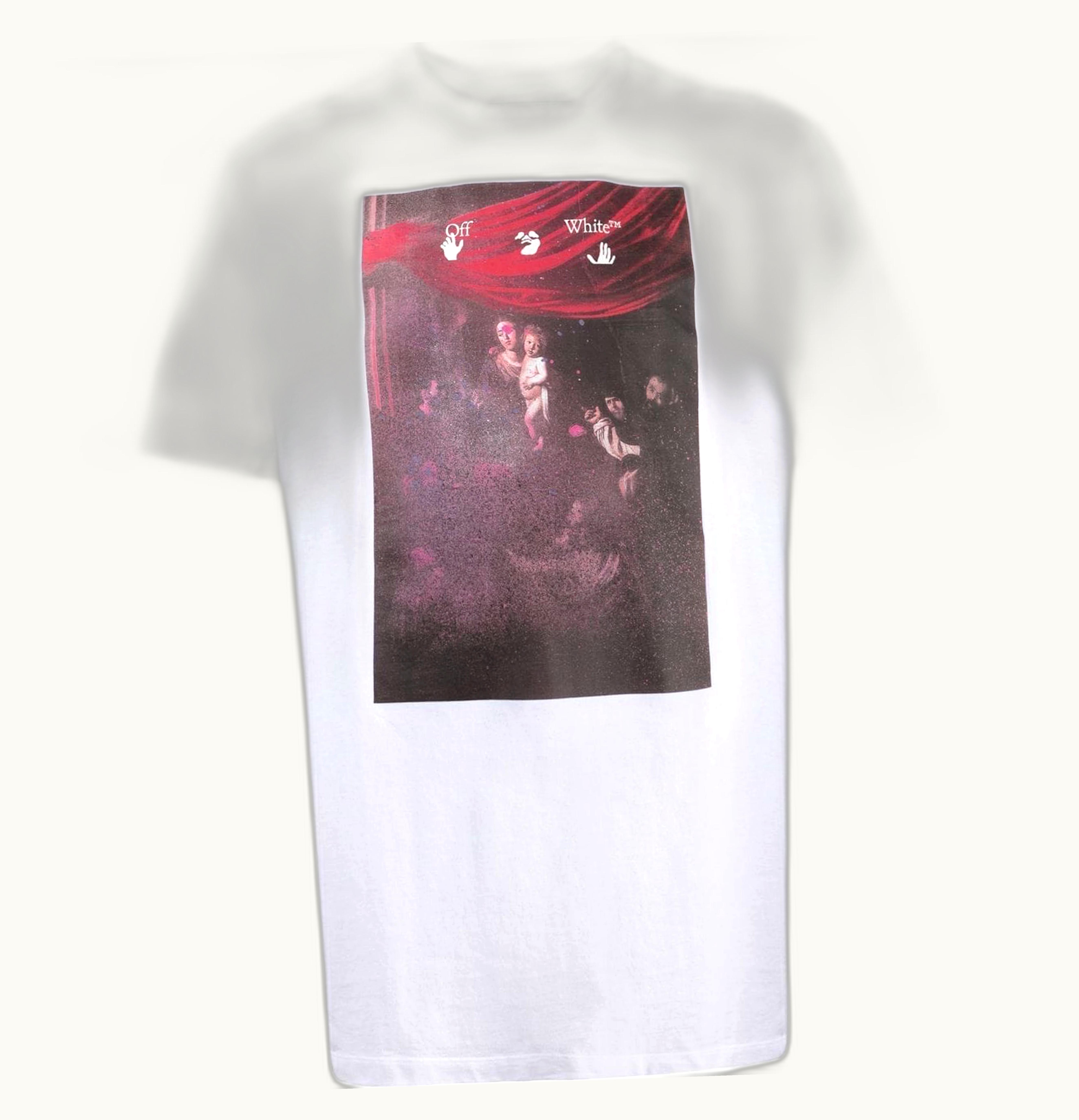 OFF-WHITE OFF WHITE Slim Fit Caravaggio Painting T Shirt White