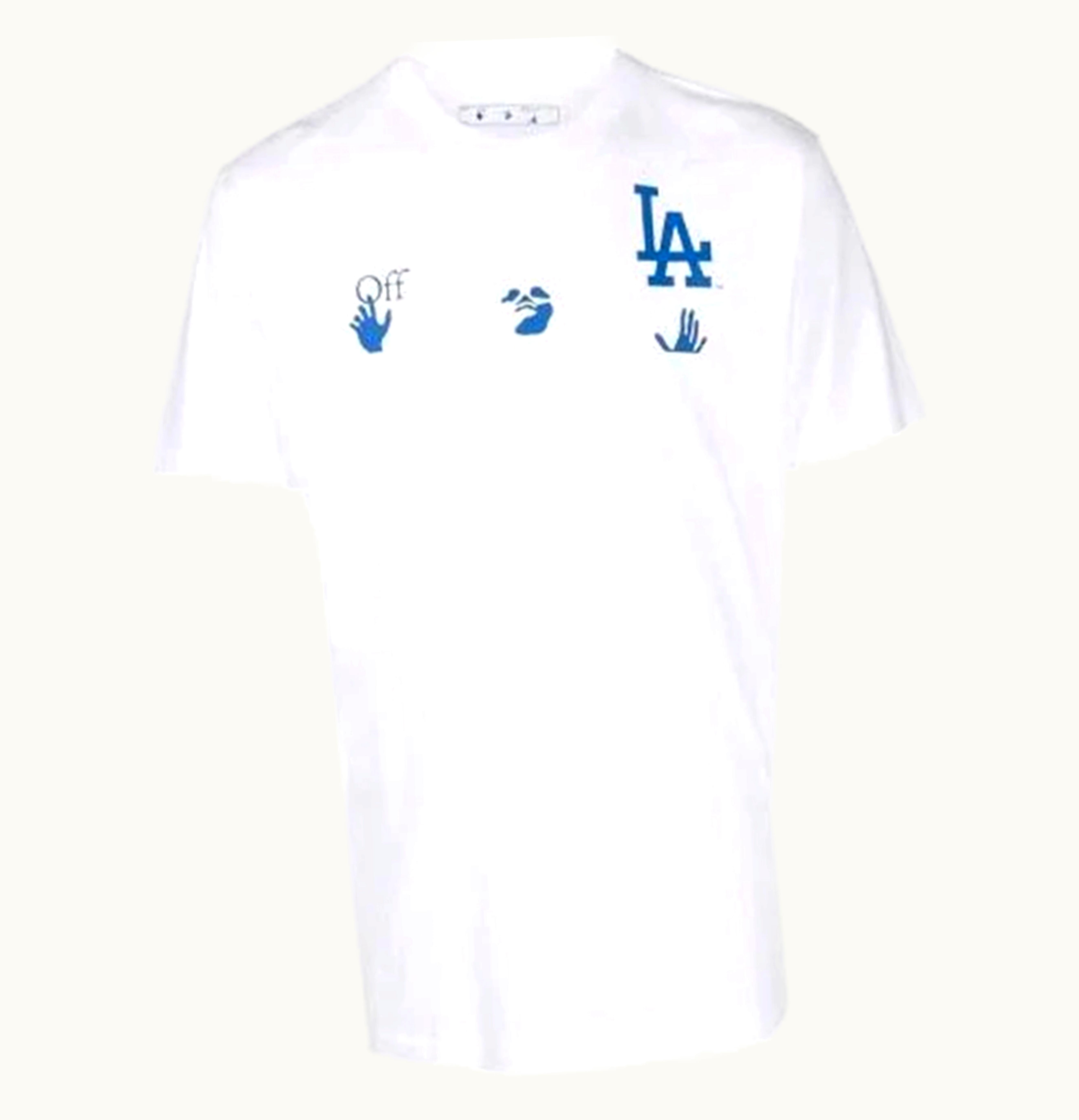 OFF-WHITE OFF WHITE x MLB Los Angeles Dodgers T Shirt Cream Blue
