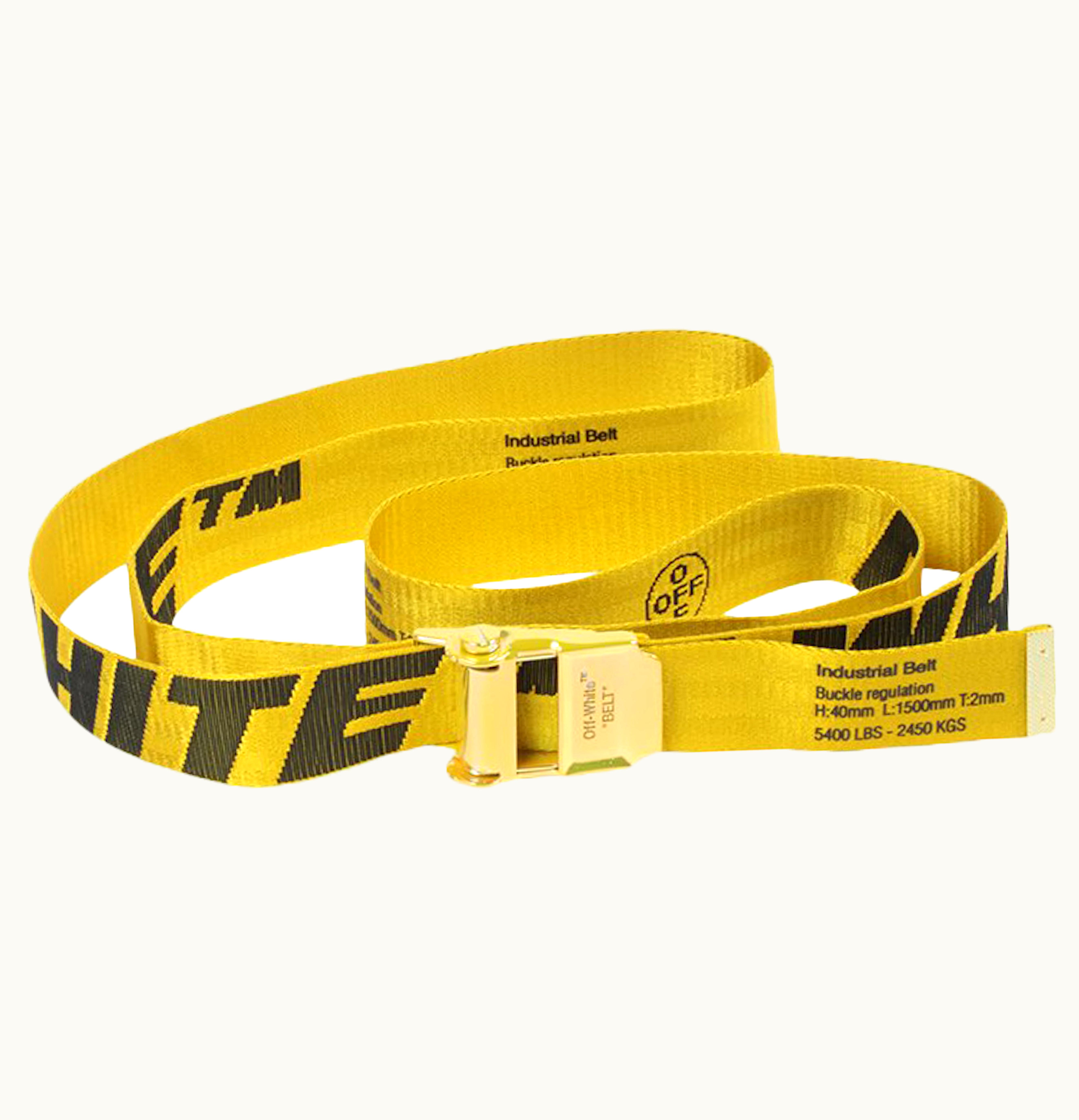 OFF-WHITE OFF WHITE Short 20 Industrial Belt Yellow Black Gold