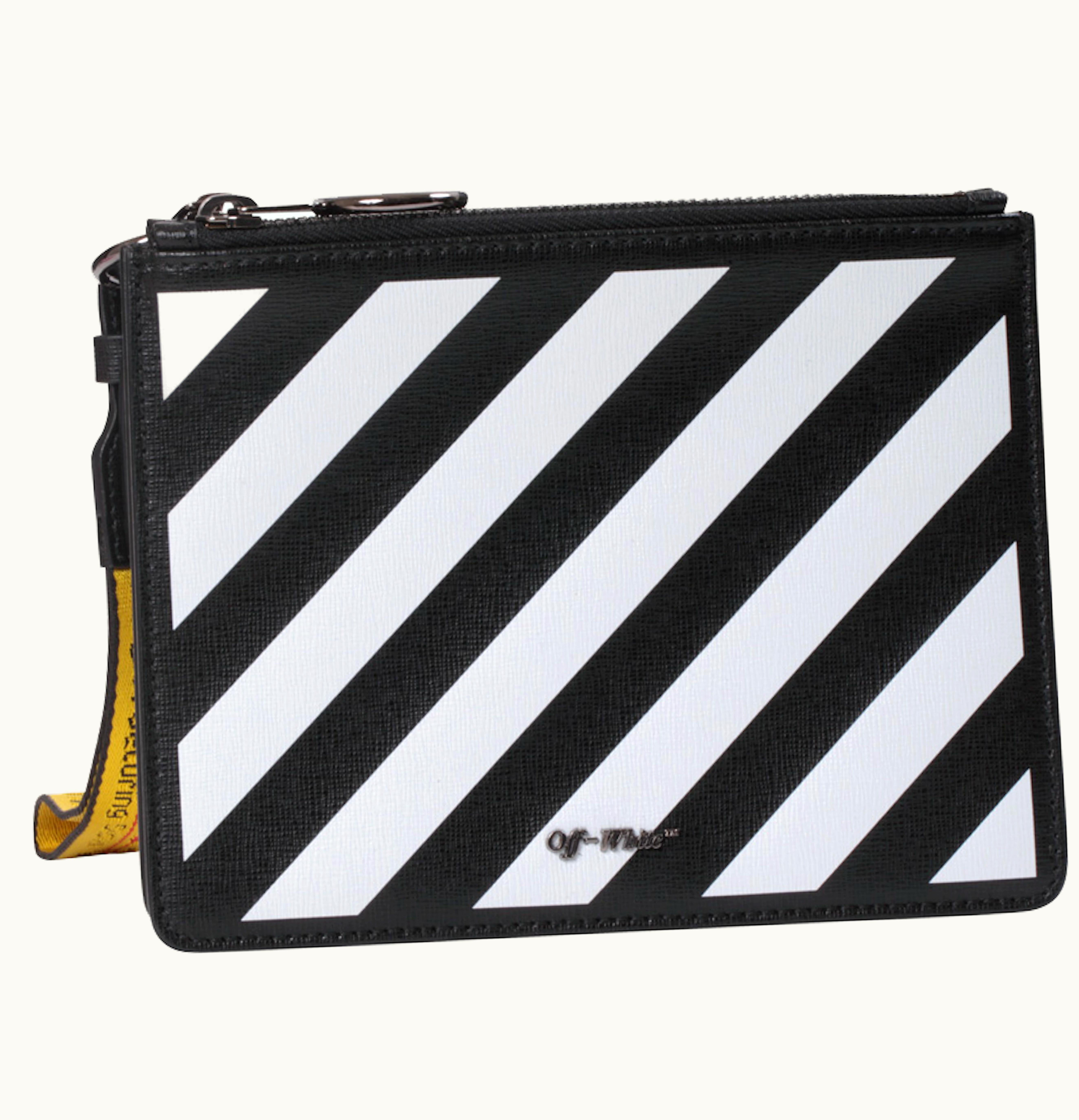 OFF-WHITE OFF WHITE Double Pouch Diag Black White Yellow
