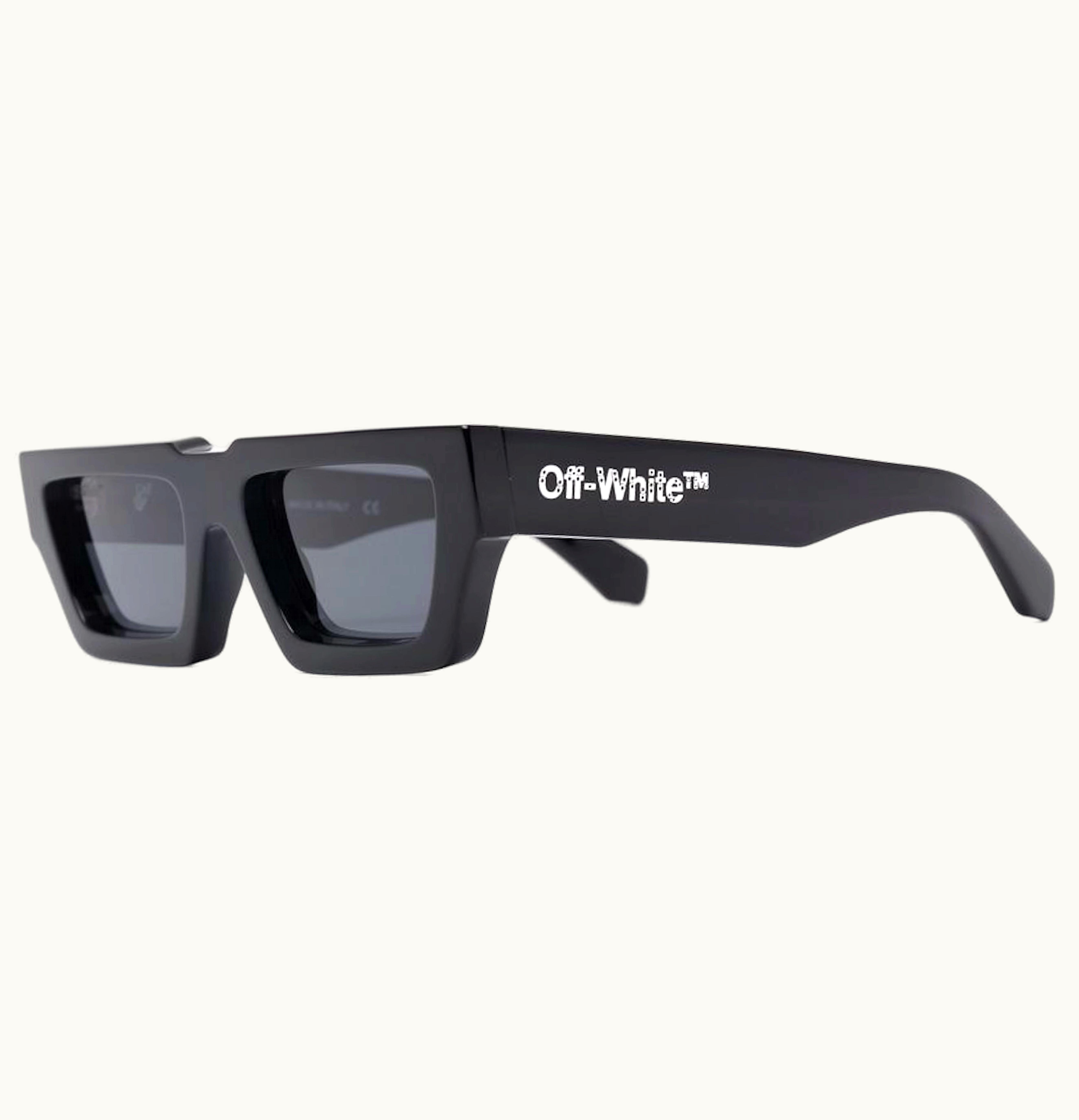 OFF-WHITE OFF WHITE Manchester Rectangular Frame Sunglasses Black Dark Grey White