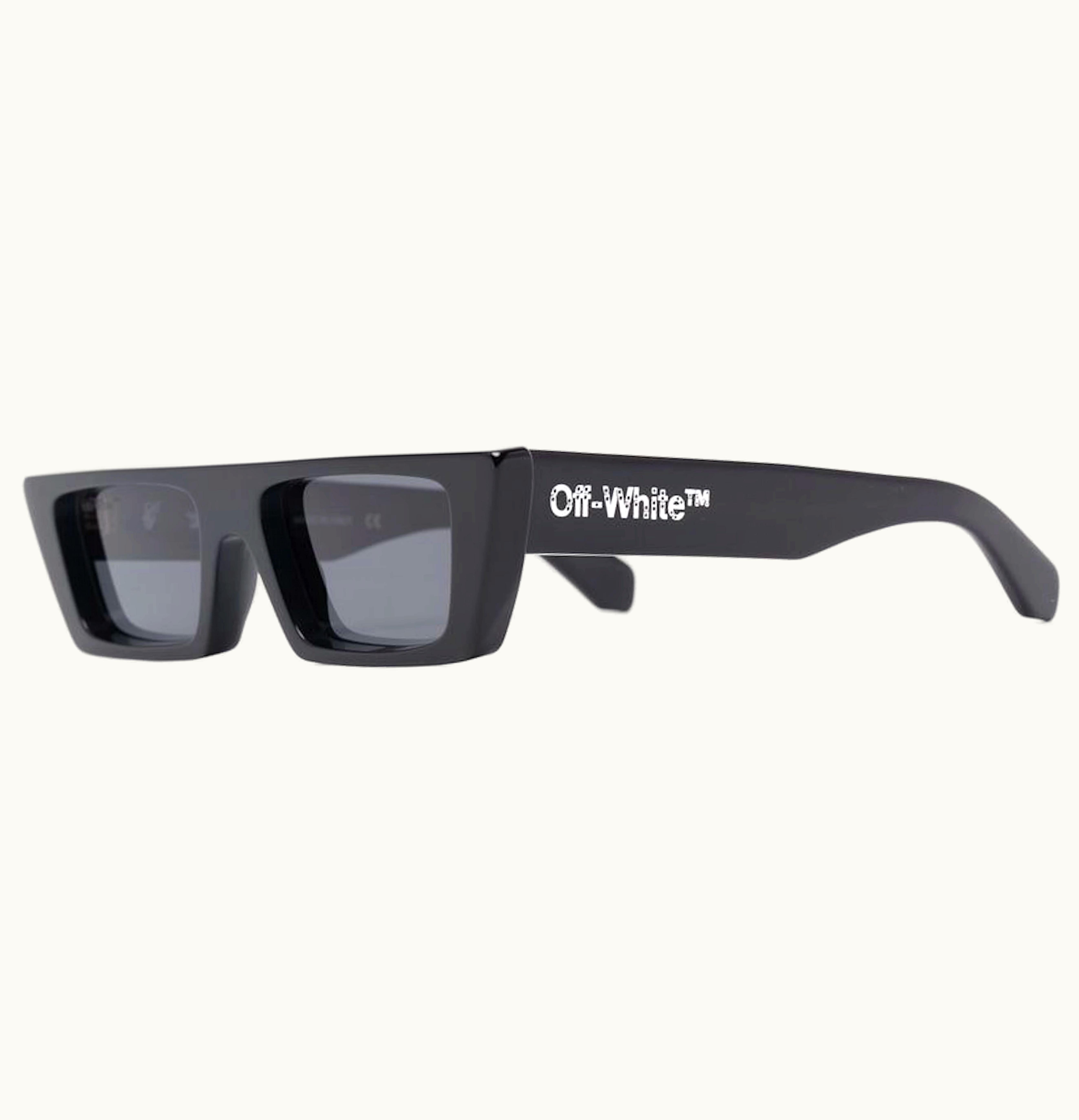OFF-WHITE OFF WHITE Marfa Rectangular Frame Sunglasses Black Dark Grey White