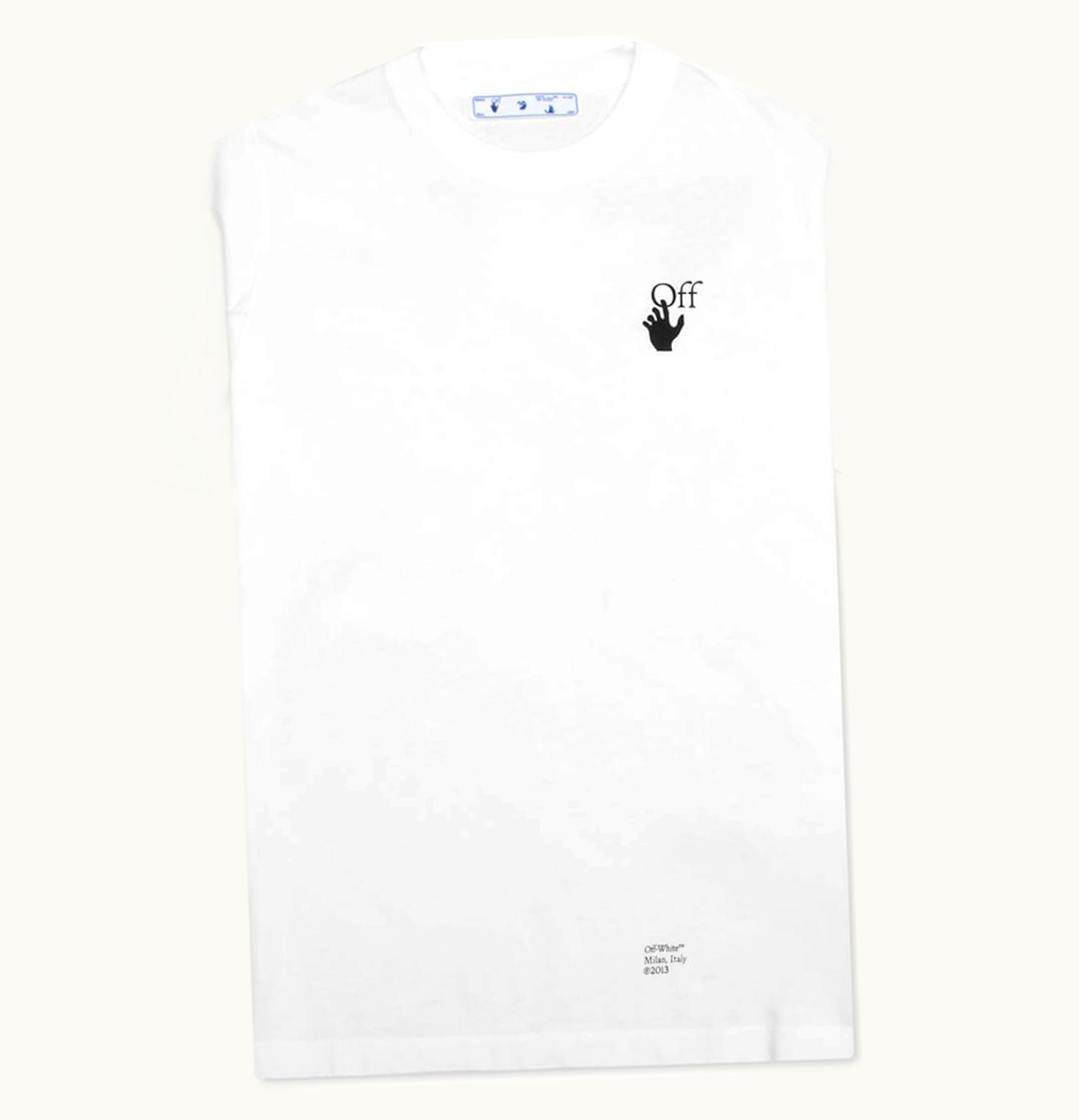 OFF-WHITE OFF WHITE Slim Fit Caravaggio Saint Jerome Writing Arrows T Shirt White