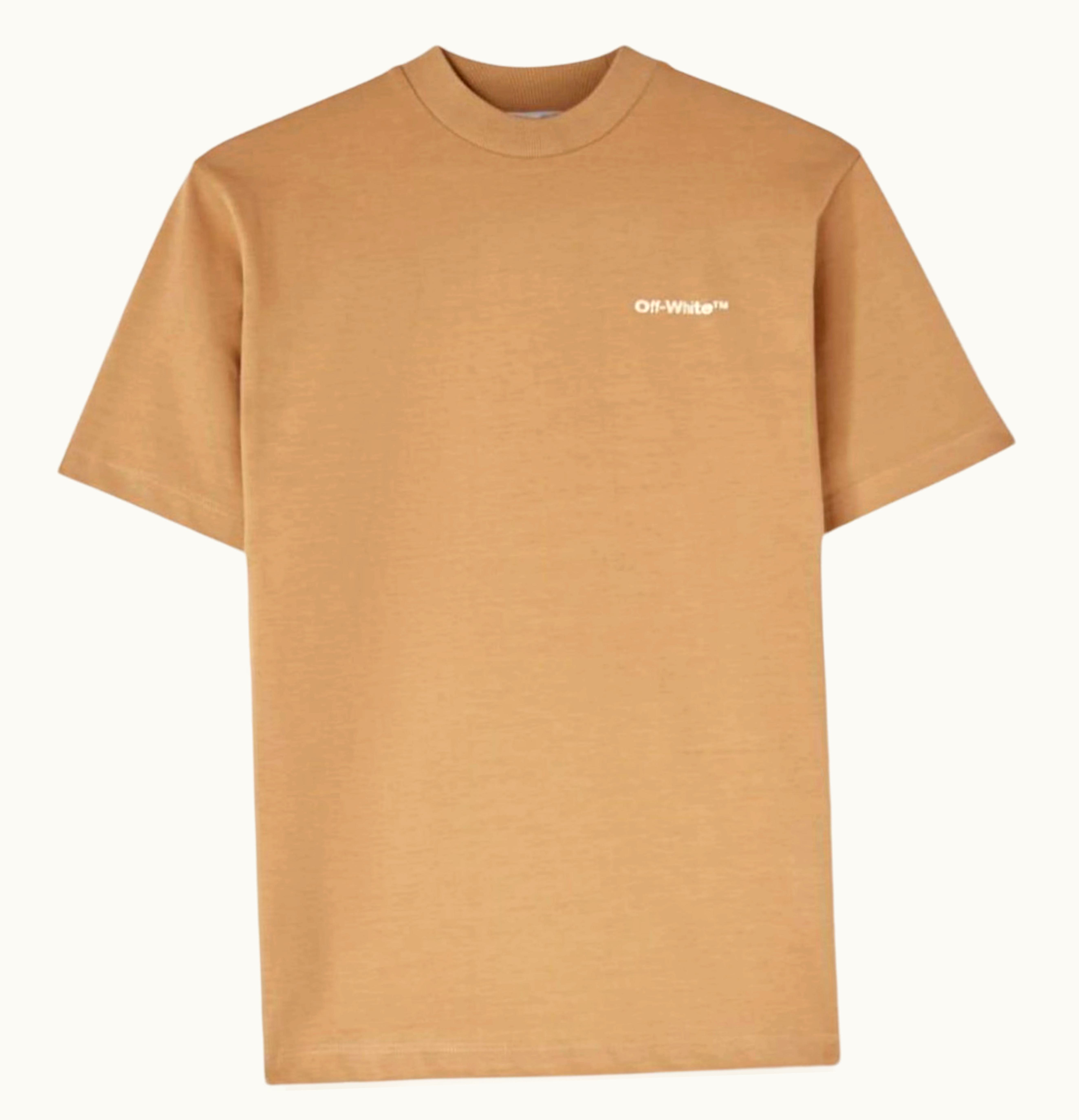 OFF-WHITE Off White Logo Embroidered Cotton T Shirt Light Brown