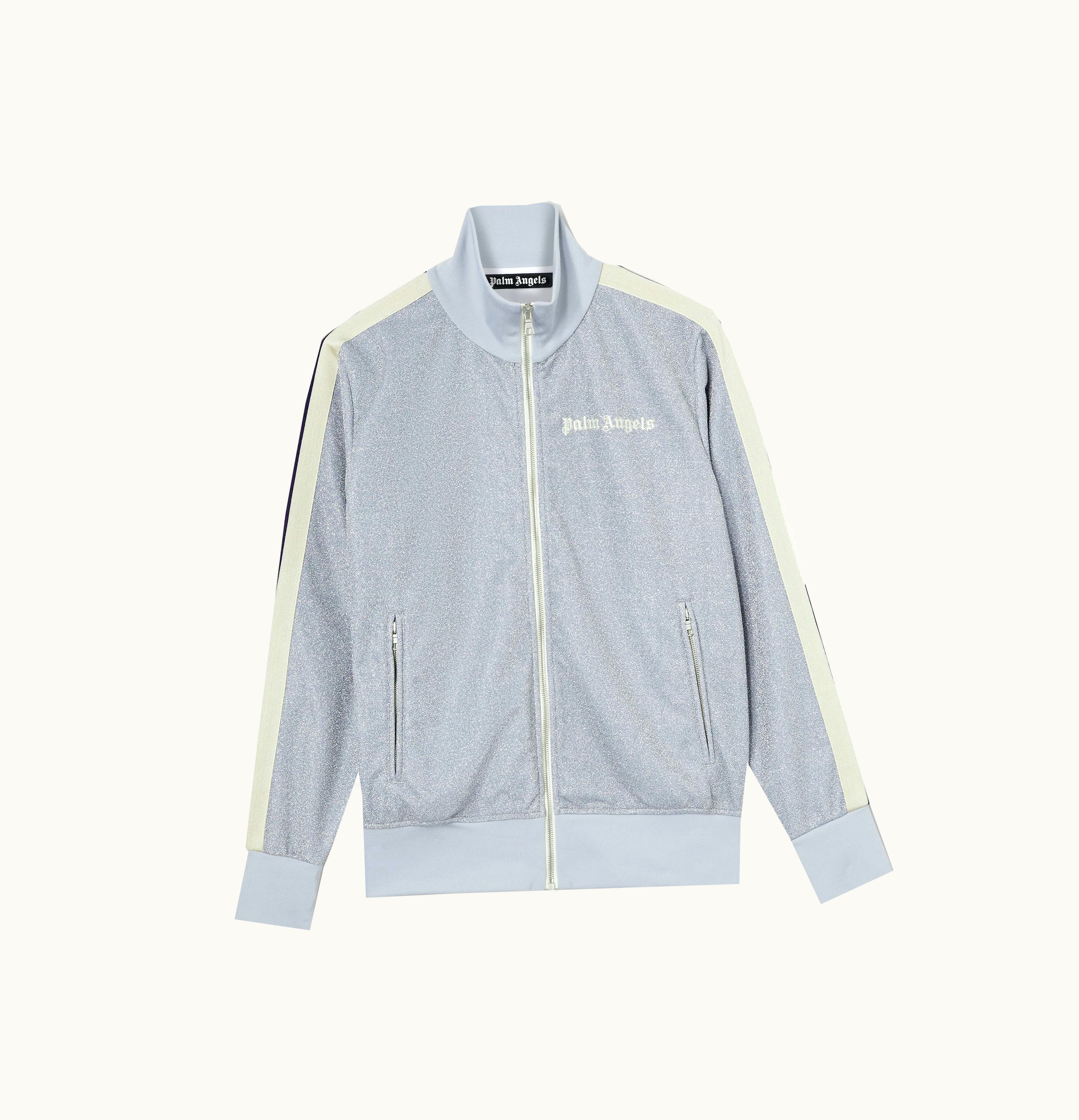 Palm Angels Palm Angels Lurex Track Jacket Silver Off White