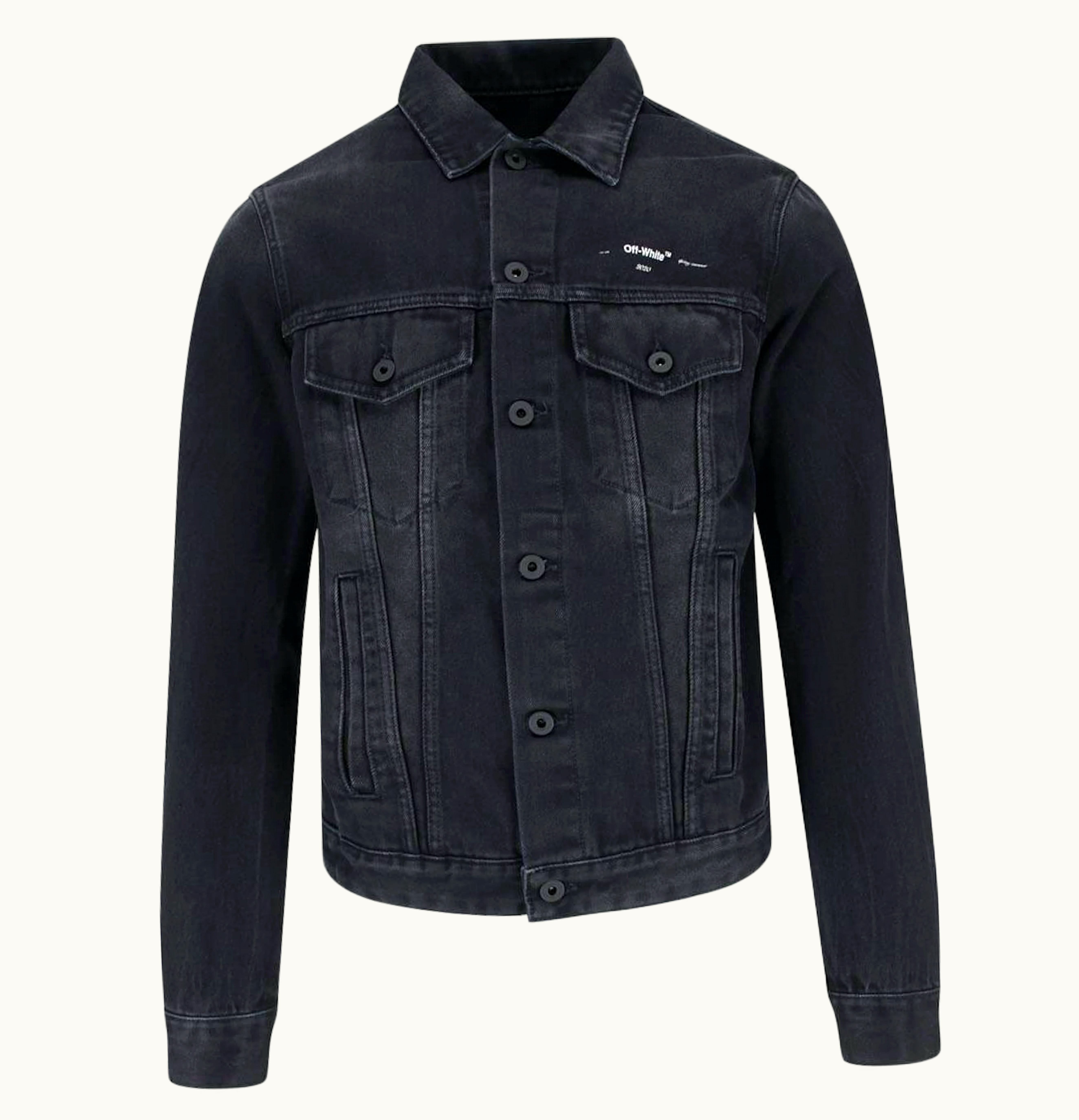 OFF-WHITE OFF WHITE Tape Arrows Denim Jacket Black Beige