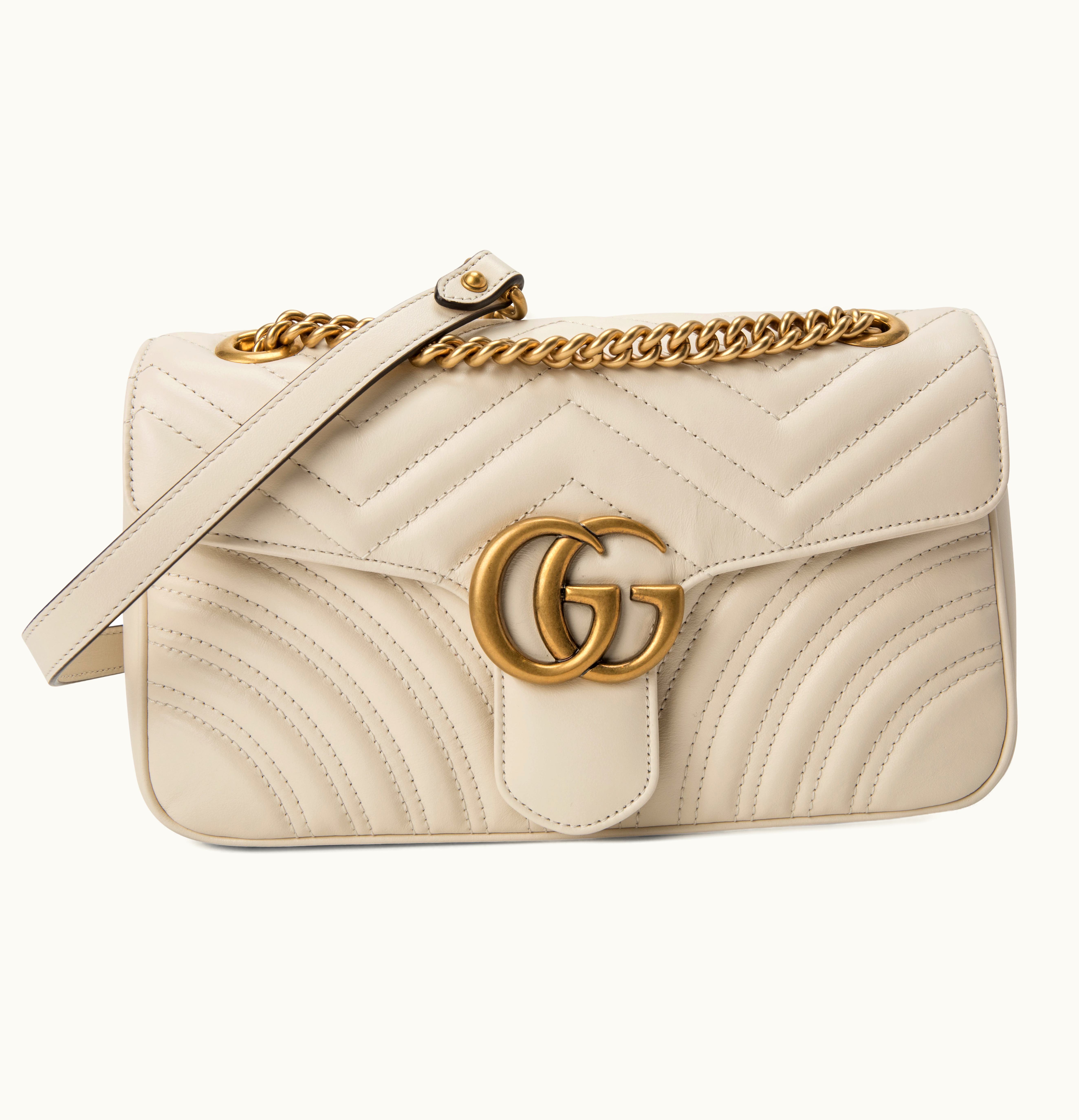 Gucci Gucci Flap Marmont Small Matelasse GG Leather White