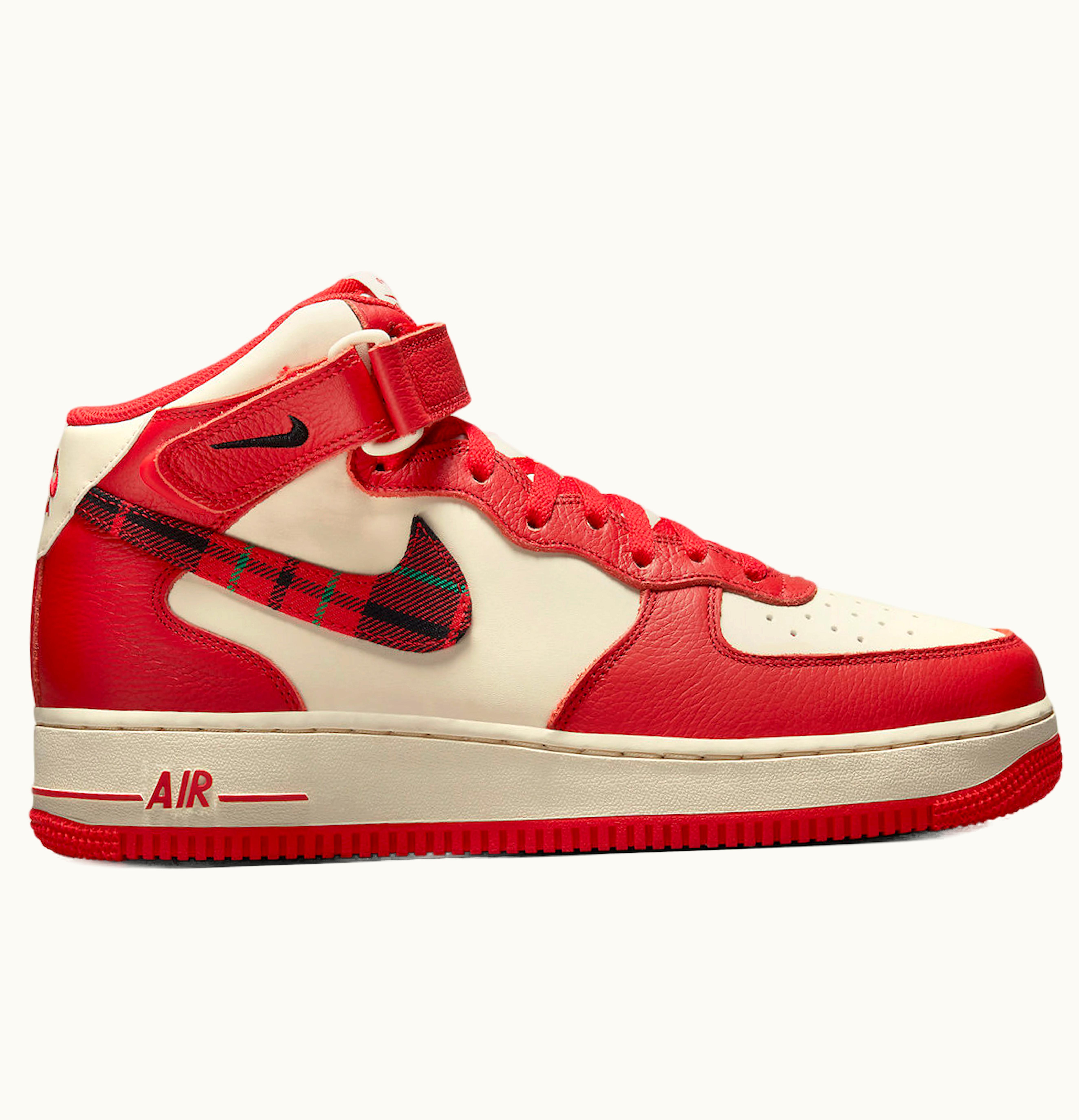 Nike Nike Air Force 1 Mid Plaid Cream Red