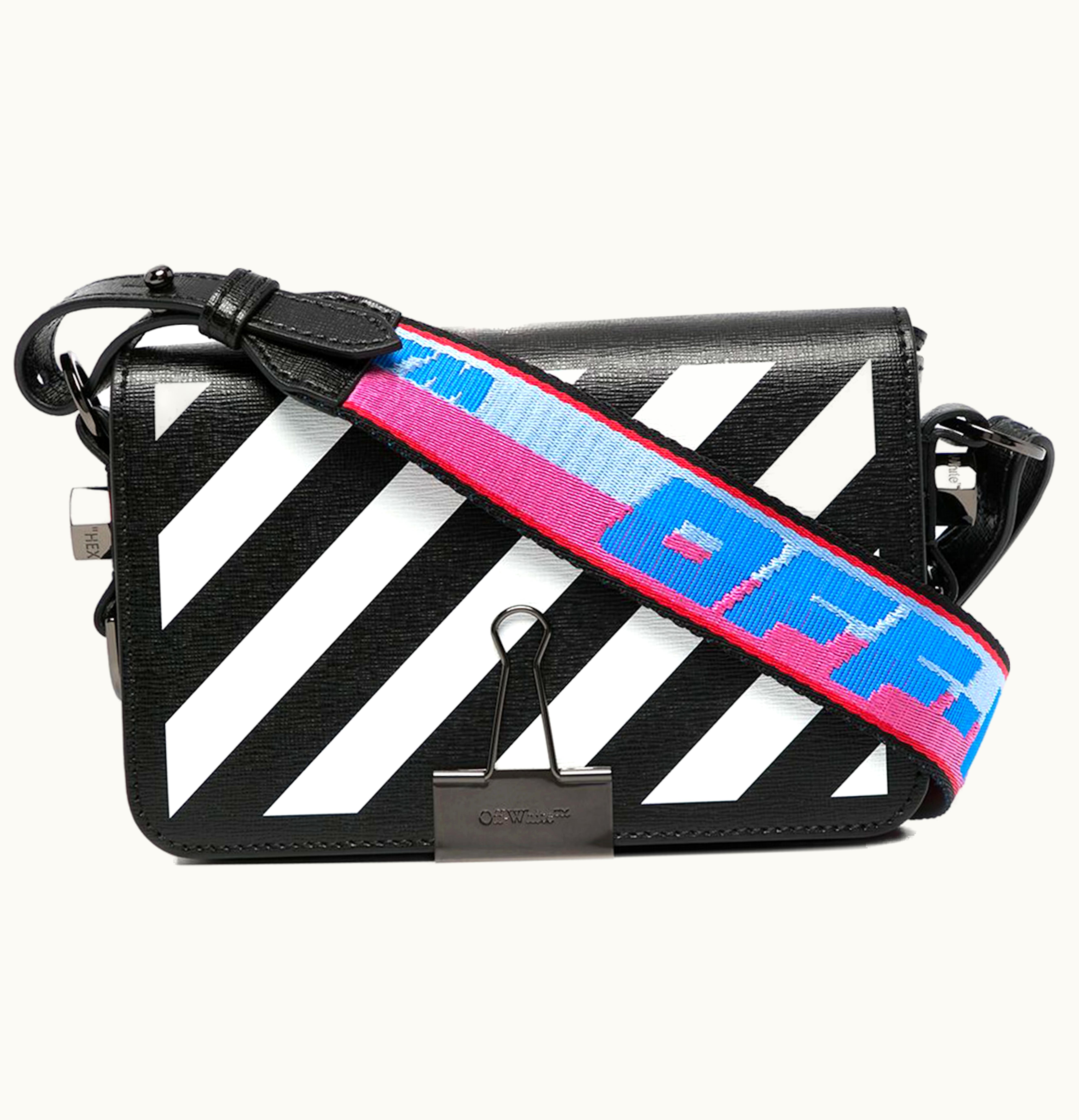 OFF-WHITE OFF WHITE Binder Clip Shoulder Bag Black White Blue Pink
