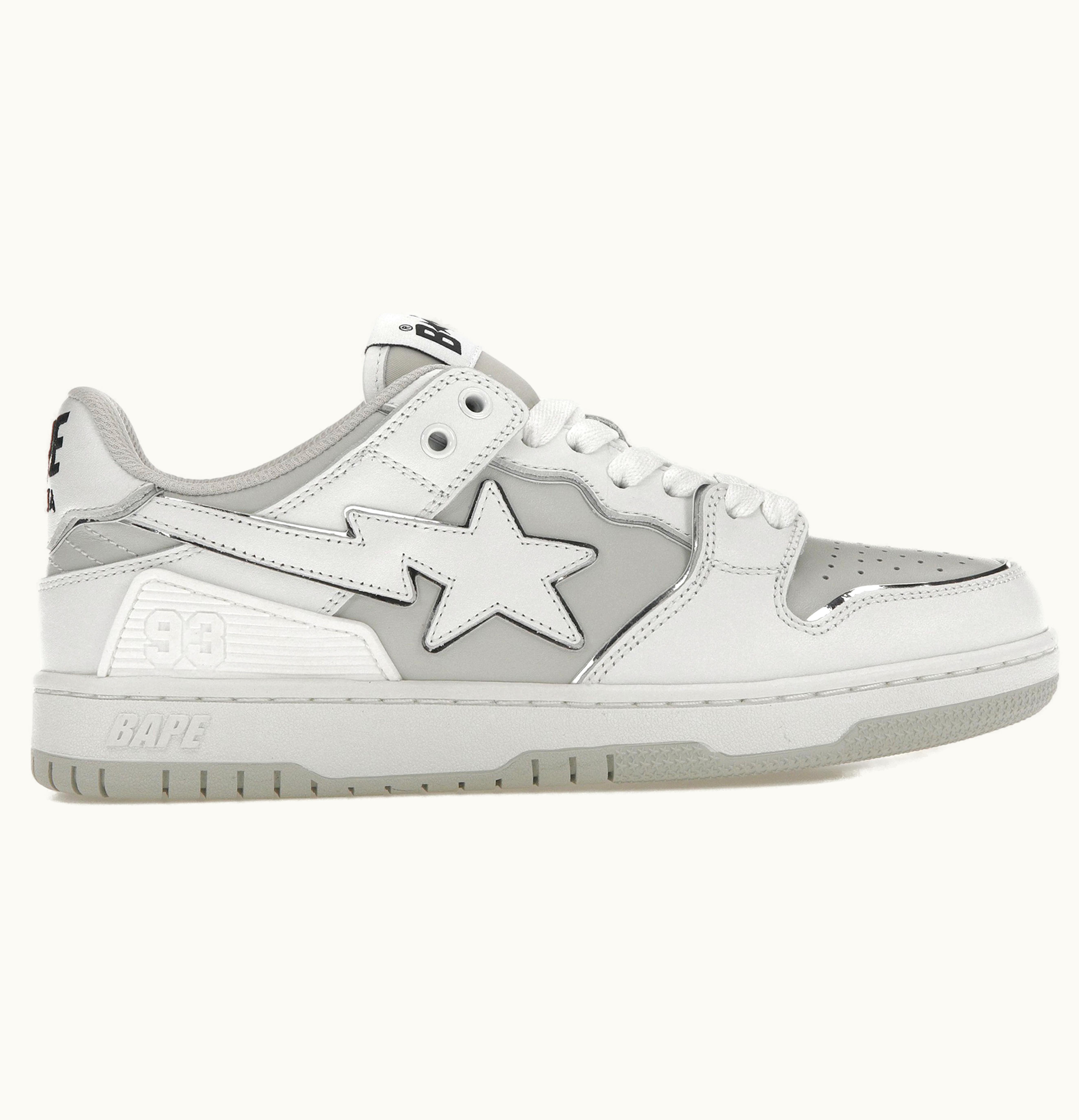 BAPE A Bathing Ape Bape Sk8 Sta White Silver Grey