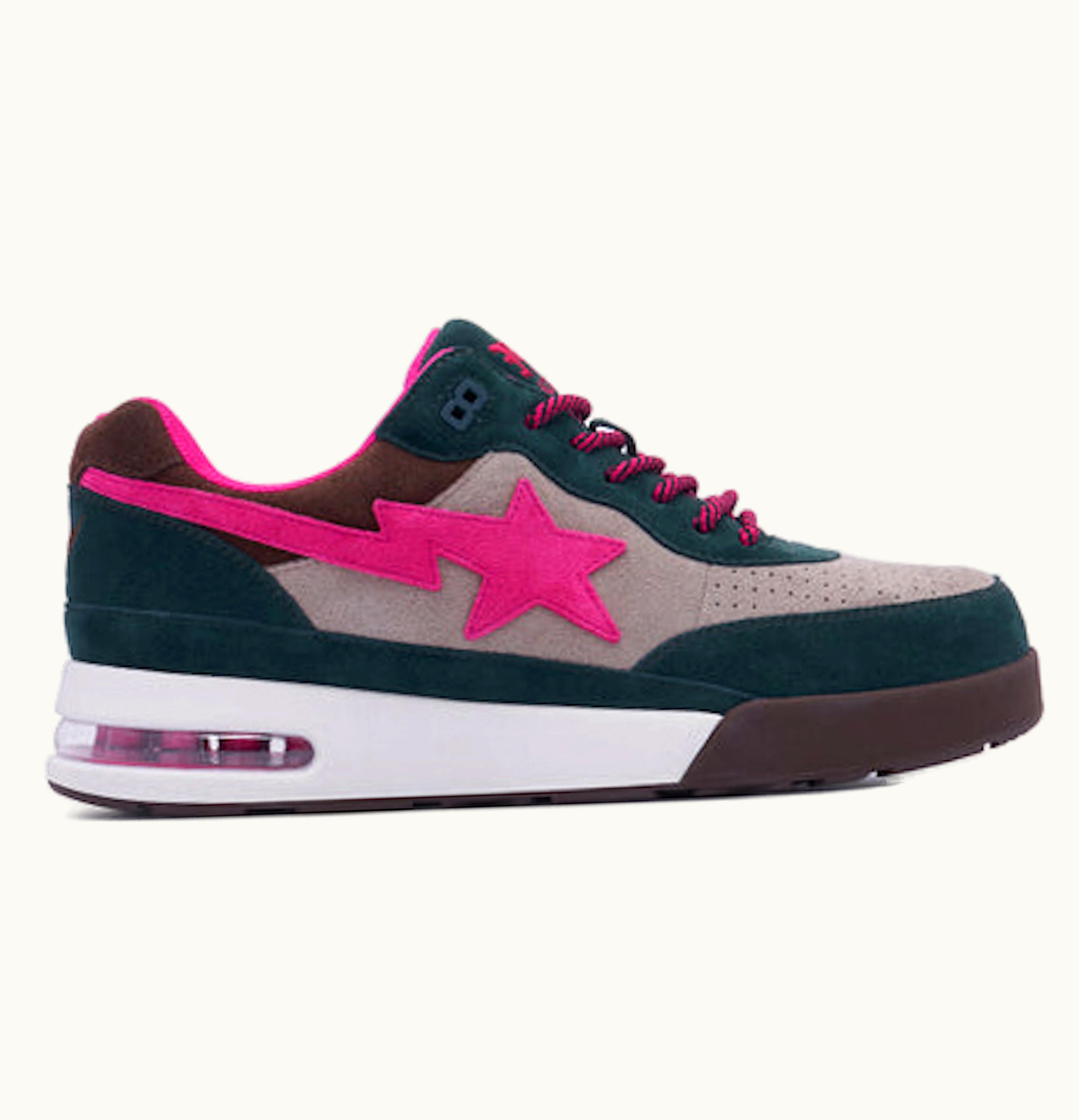 BAPE A Bathing Ape Road Sta Premium Suede Dark Green Pink Beige