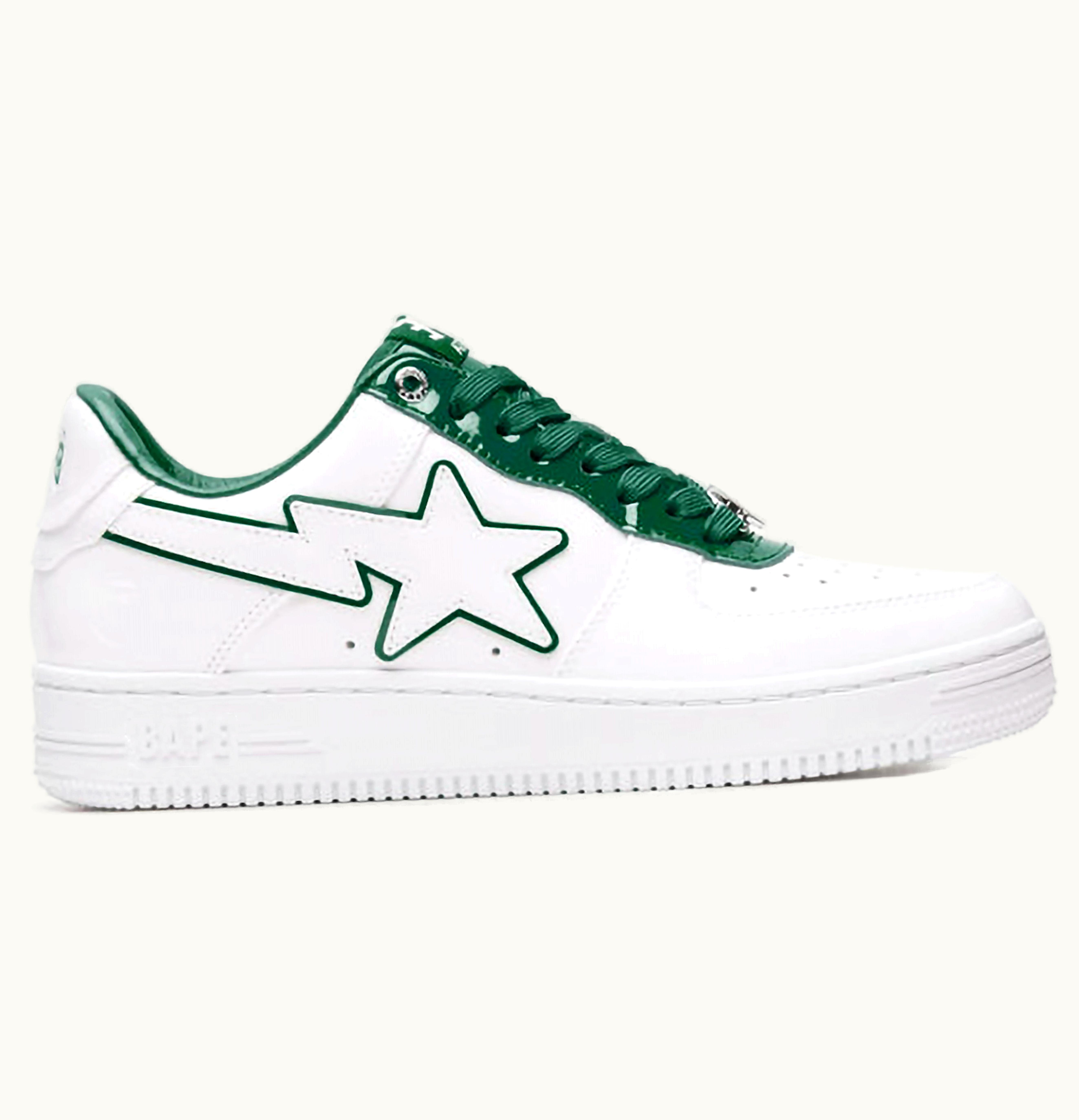 BAPE A Bathing Ape Bape Sta Patent Leather White Green