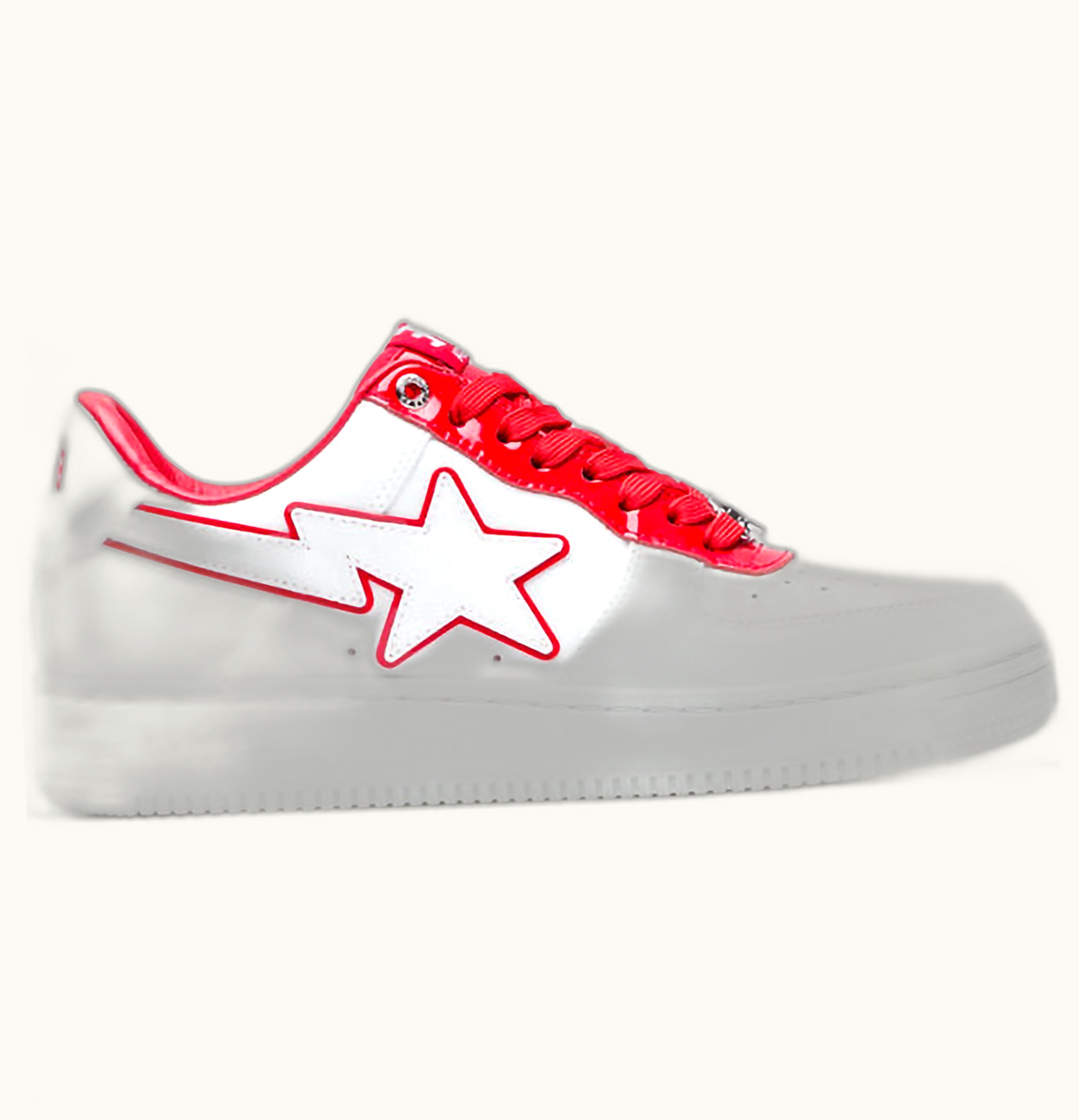 BAPE A Bathing Ape Bape Sta Patent Leather White Red