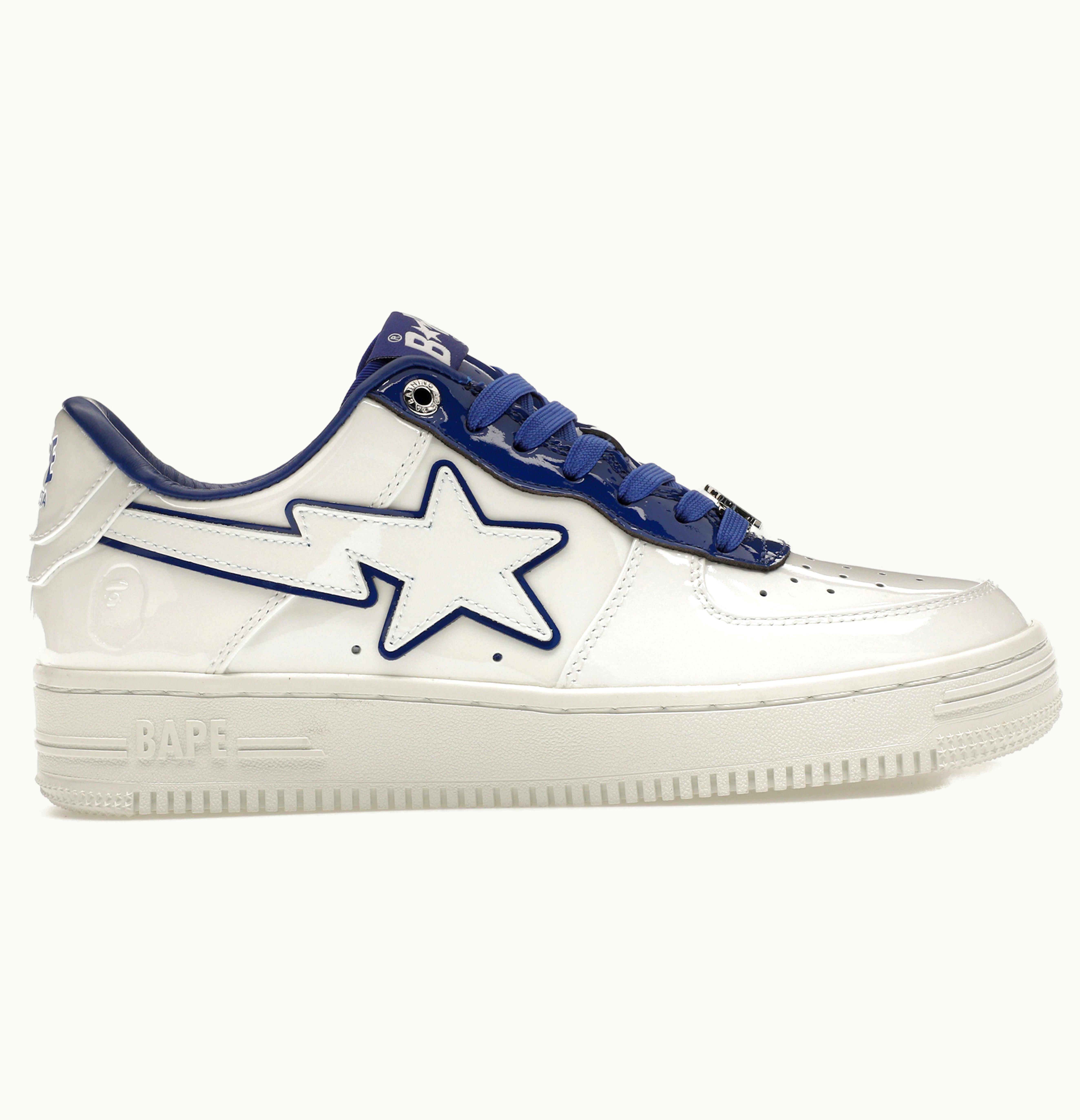 BAPE A Bathing Ape Bape Sta Patent Leather White Blue
