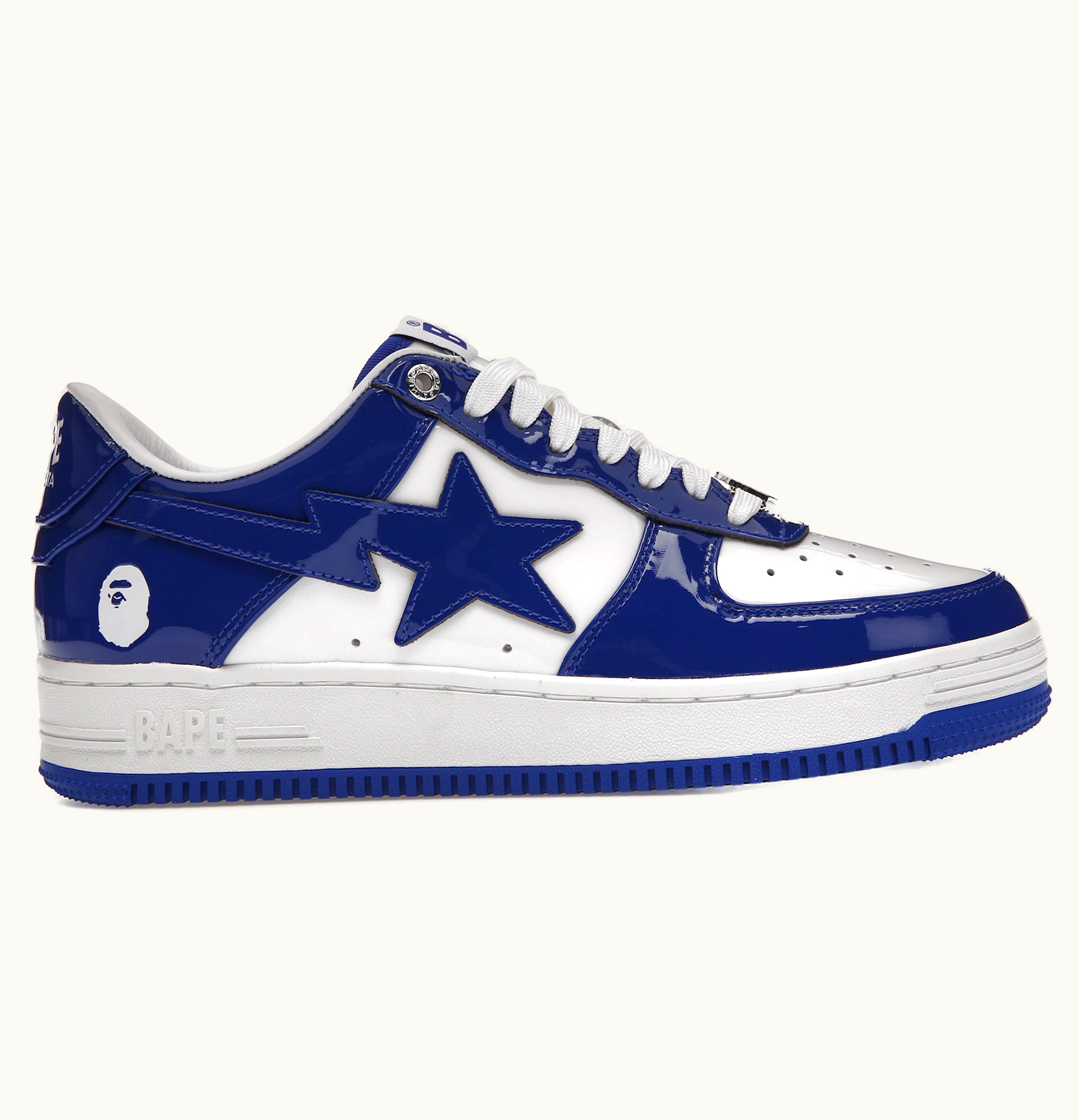 BAPE A Bathing Ape Bape Sta Patent Leather White Blue 2023