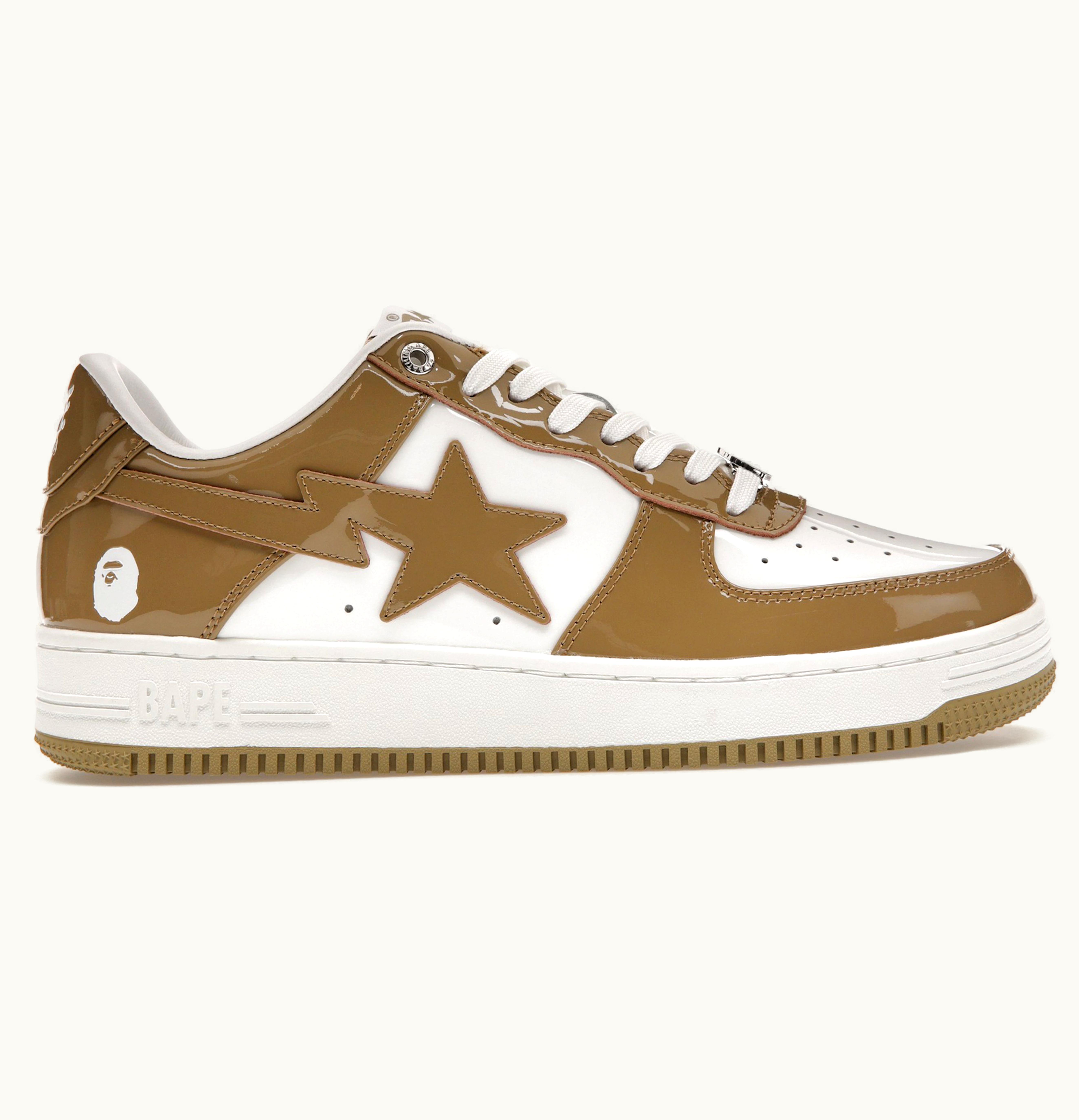 BAPE A Bathing Ape Bape Sta Patent Leather White Khaki 2023
