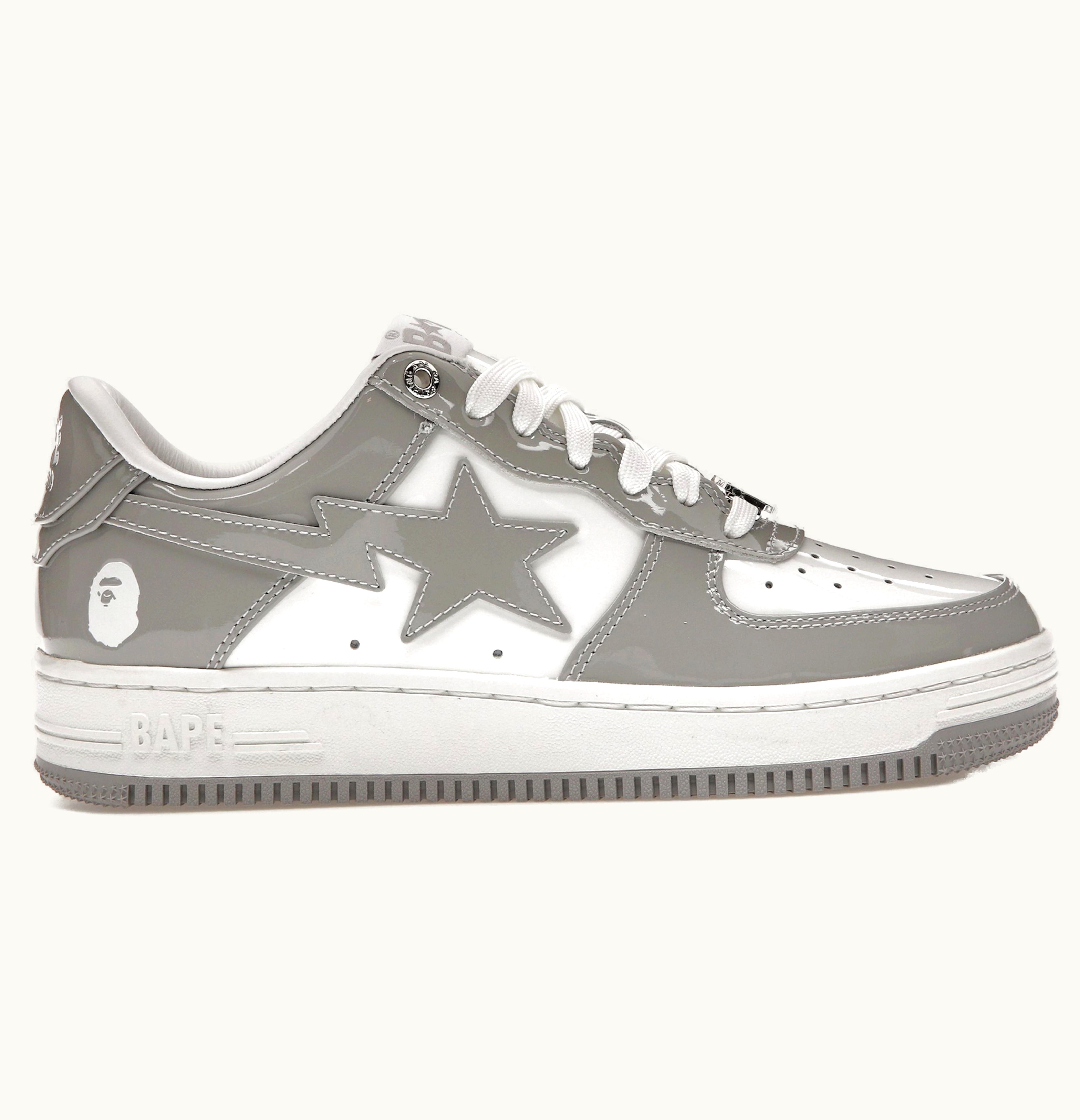 BAPE A Bathing Ape Bape Sta Patent Leather White Grey 2023