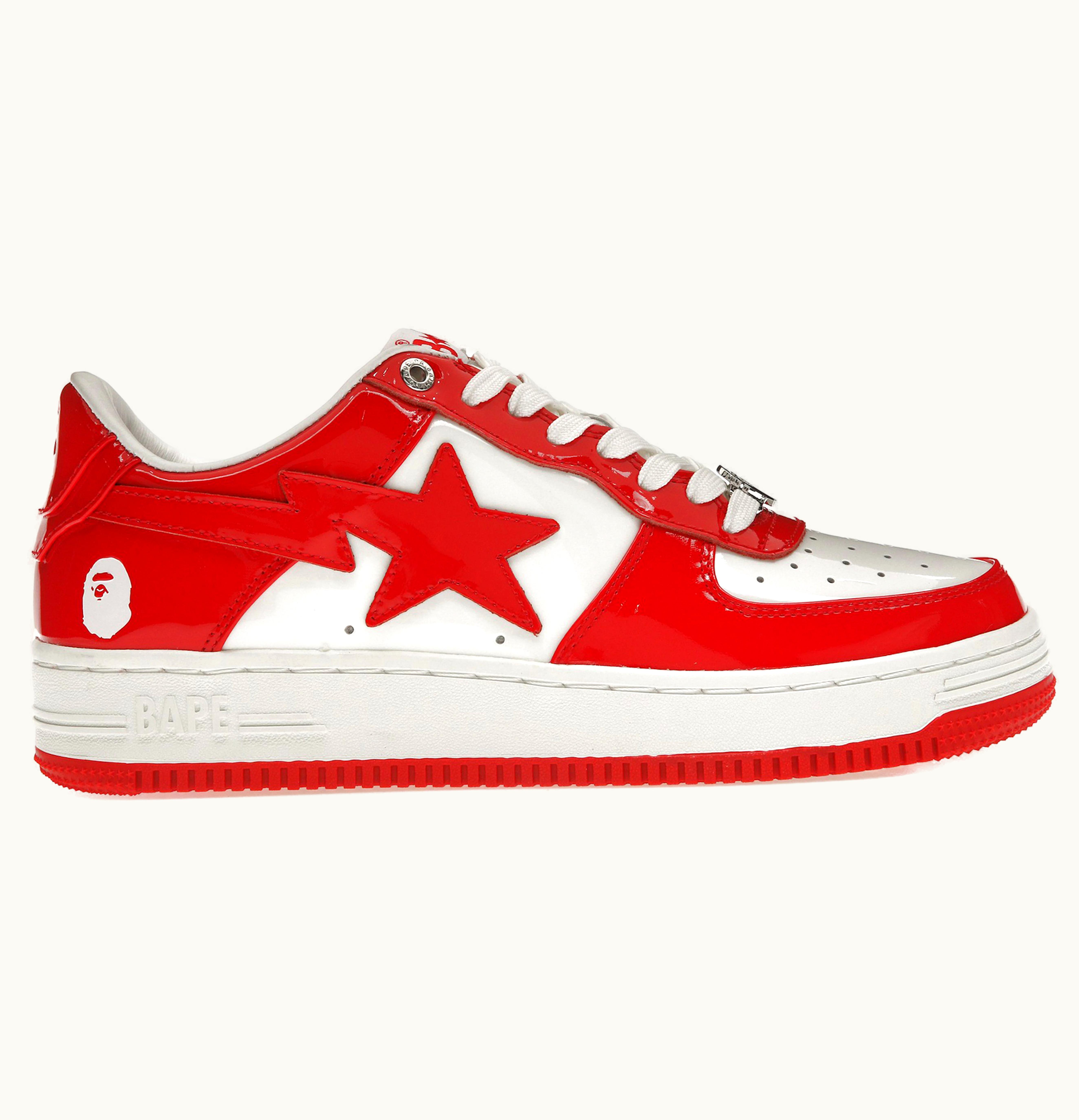 BAPE A Bathing Ape Bape Sta Patent Leather White Red 2023