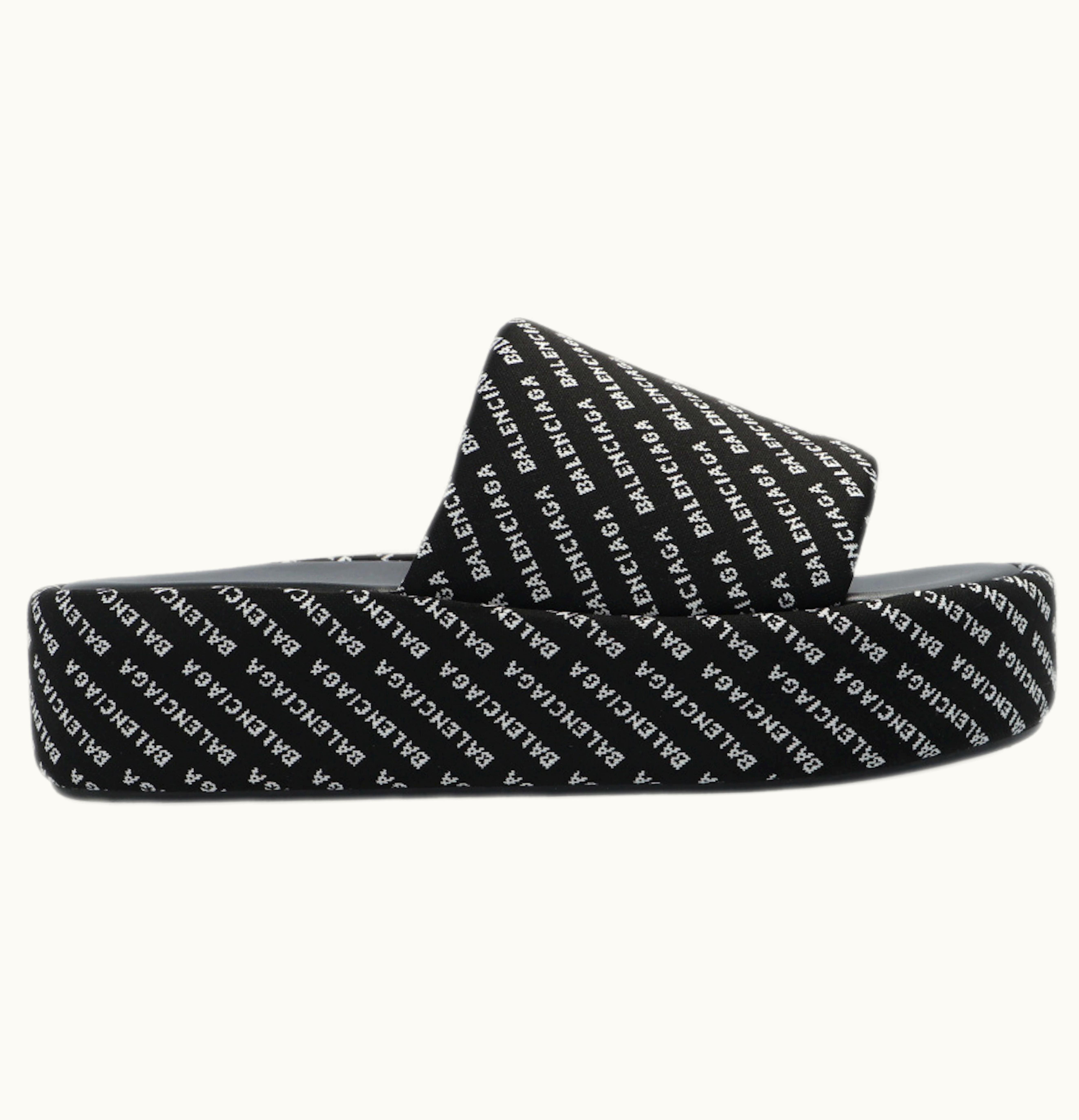 Balenciaga Rise Platform Slide Black White Womens