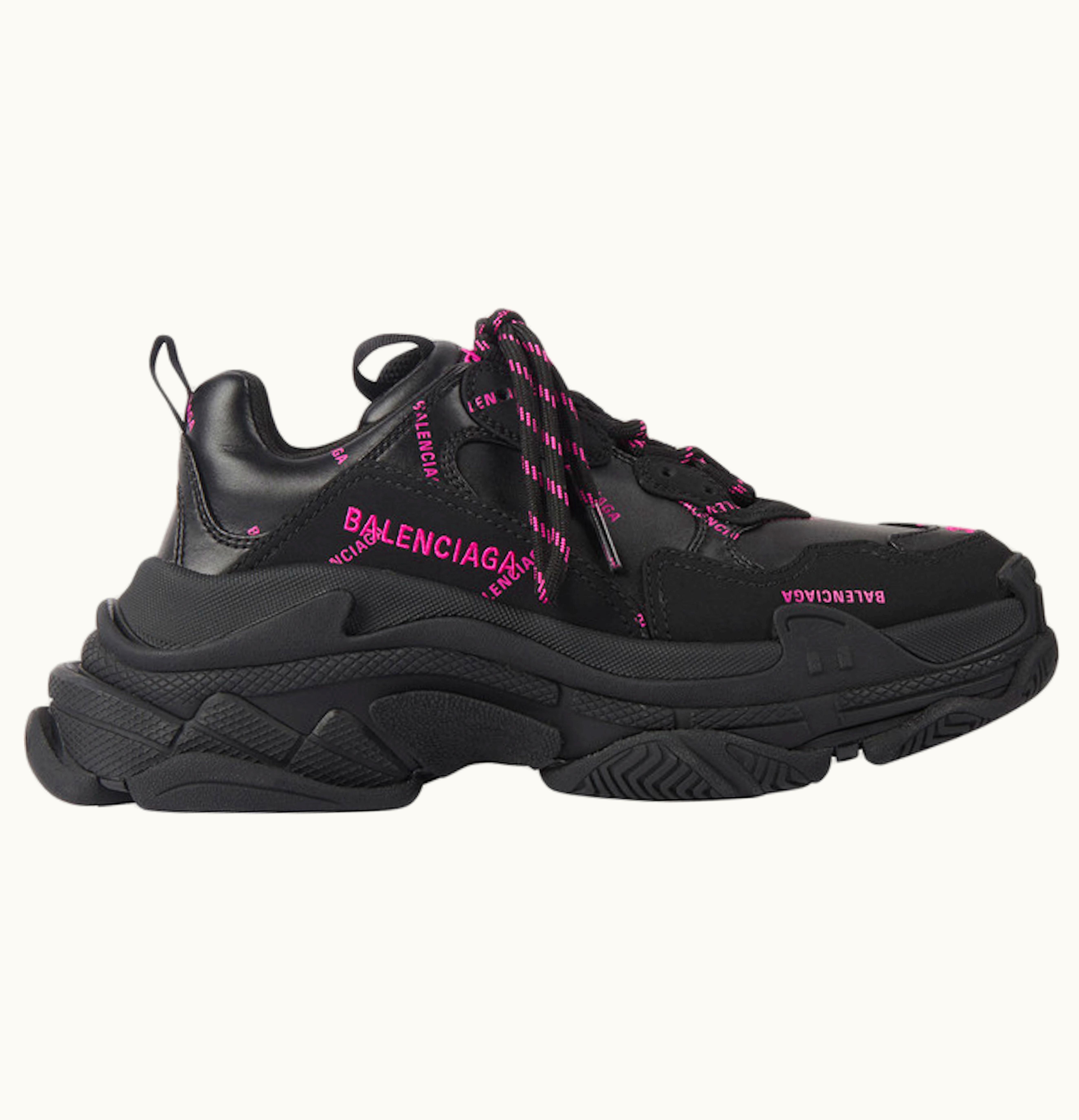 Balenciaga Triple S Allover Logo Black Pink W