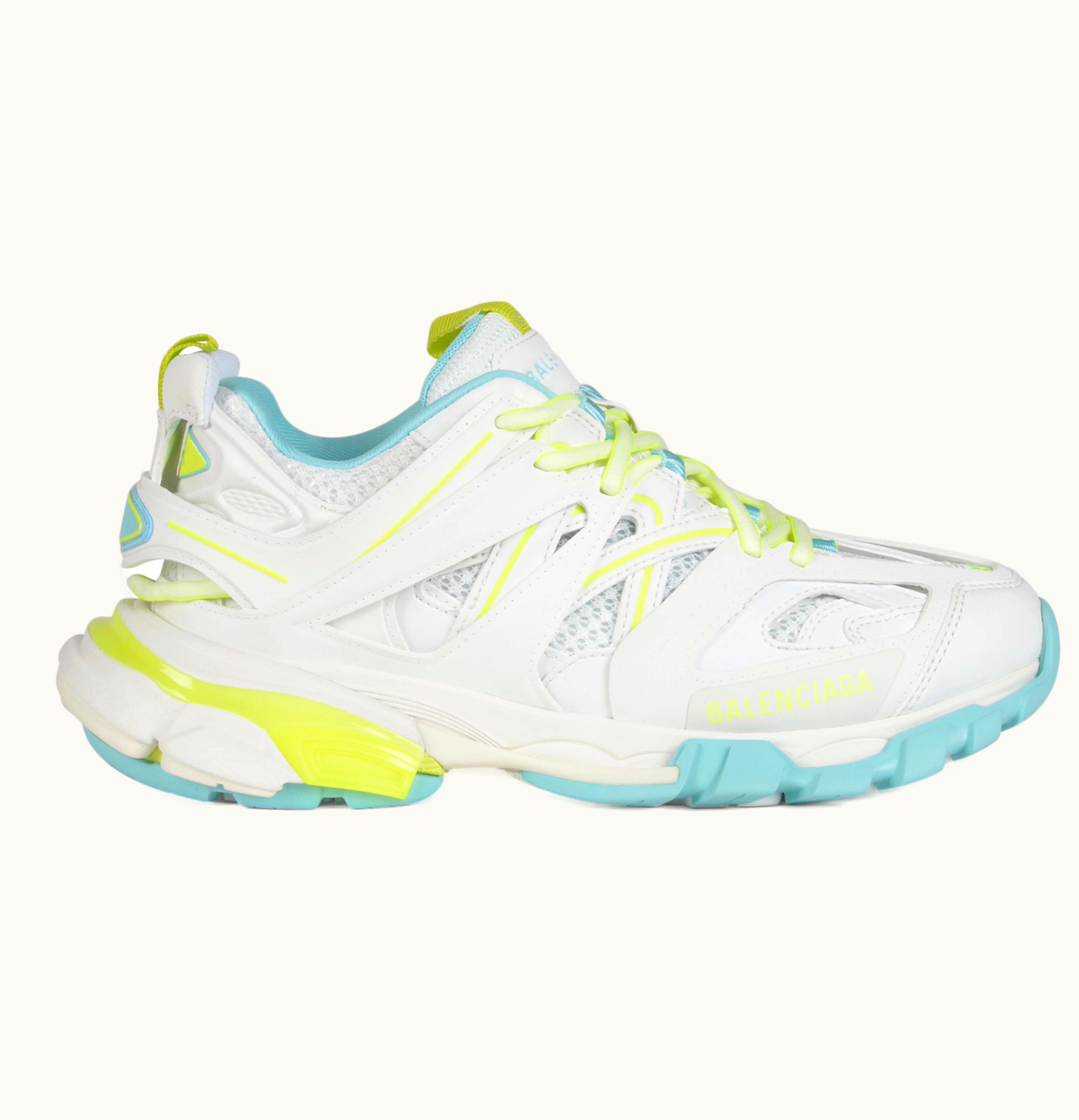 Balenciaga Track White Fluorescent Yellow Turquoise Womens