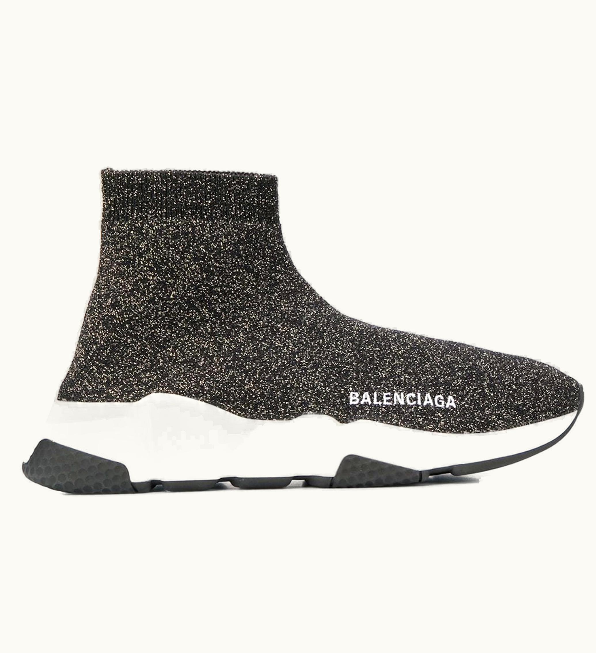 Balenciaga Speed Lurex Knit Metallic Grey W