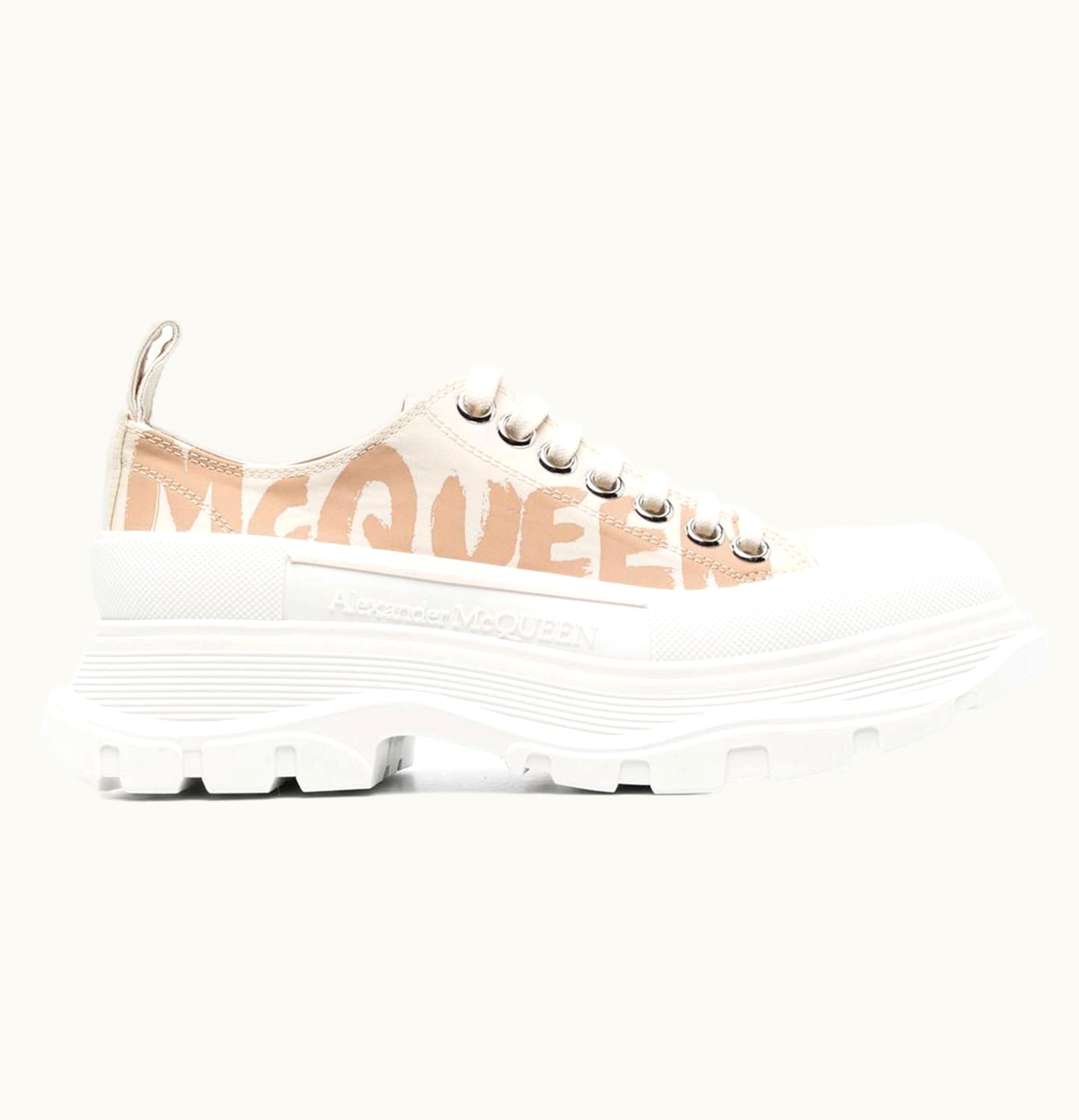 Alexander McQueen Tread Slick Low Lace Up Beige Womens