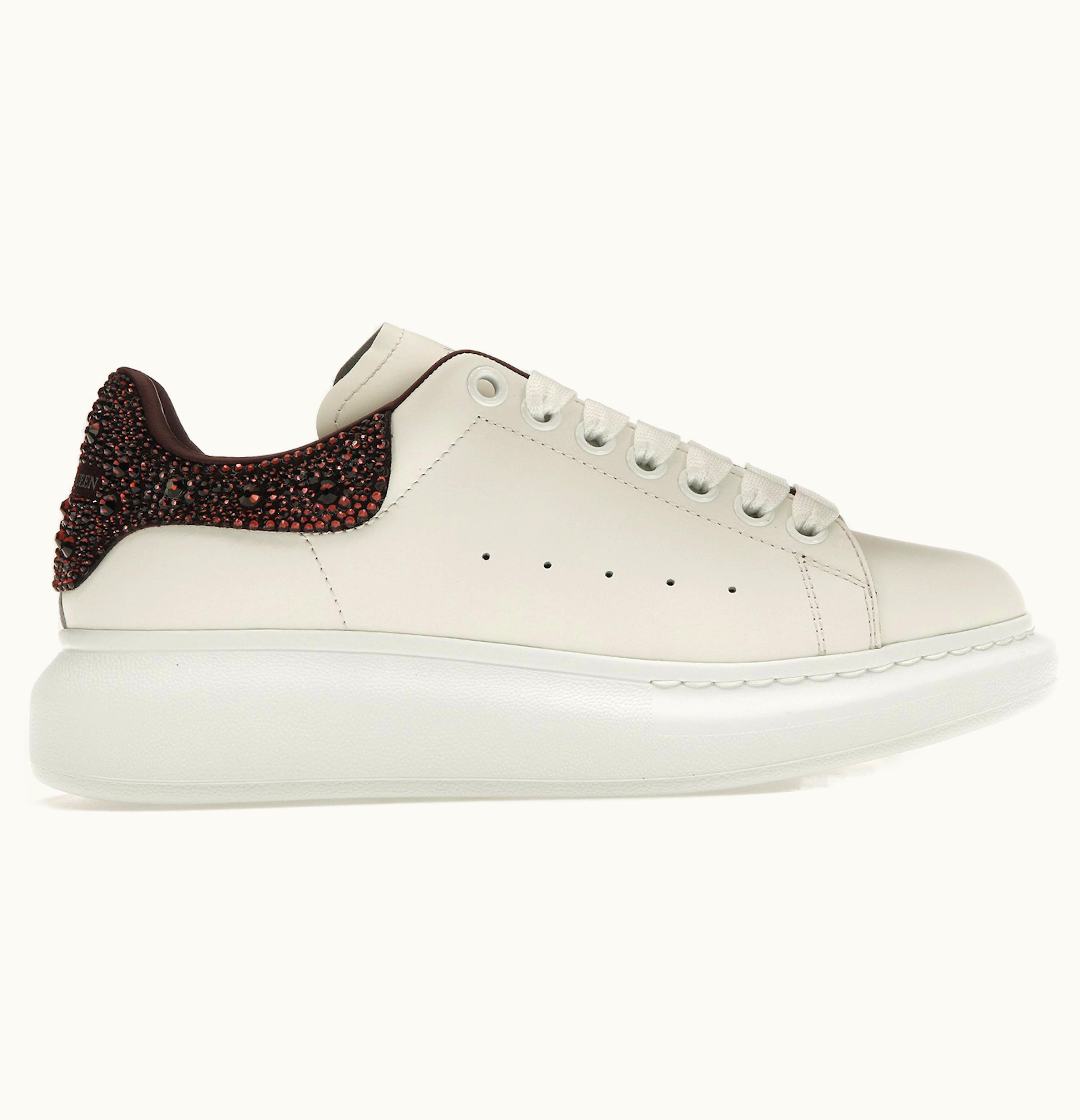 Alexander McQueen Oversized White Dark Burgundy Crystal Womens