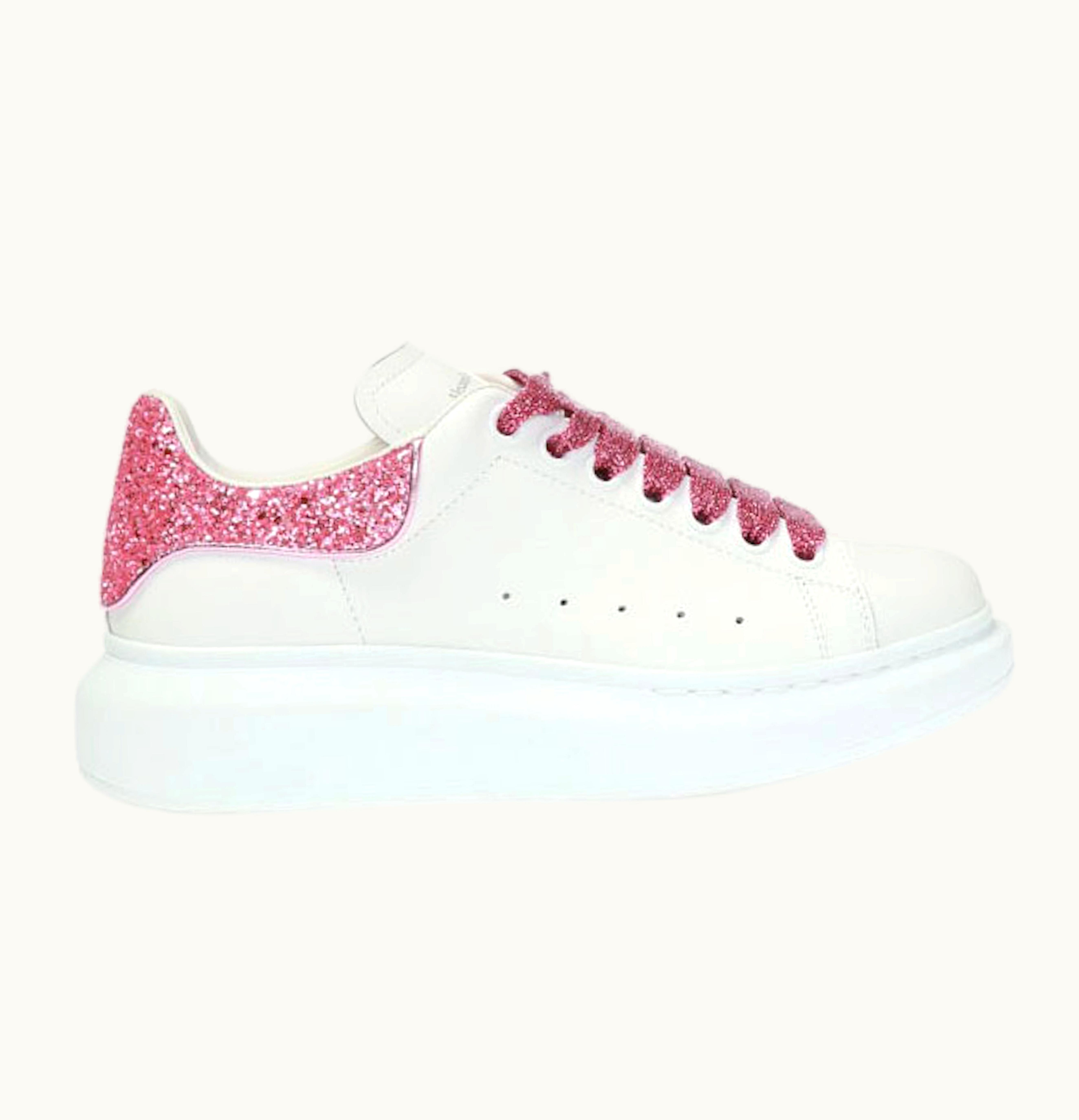 Alexander McQueen Oversized White Pink Galaxy Glitter W