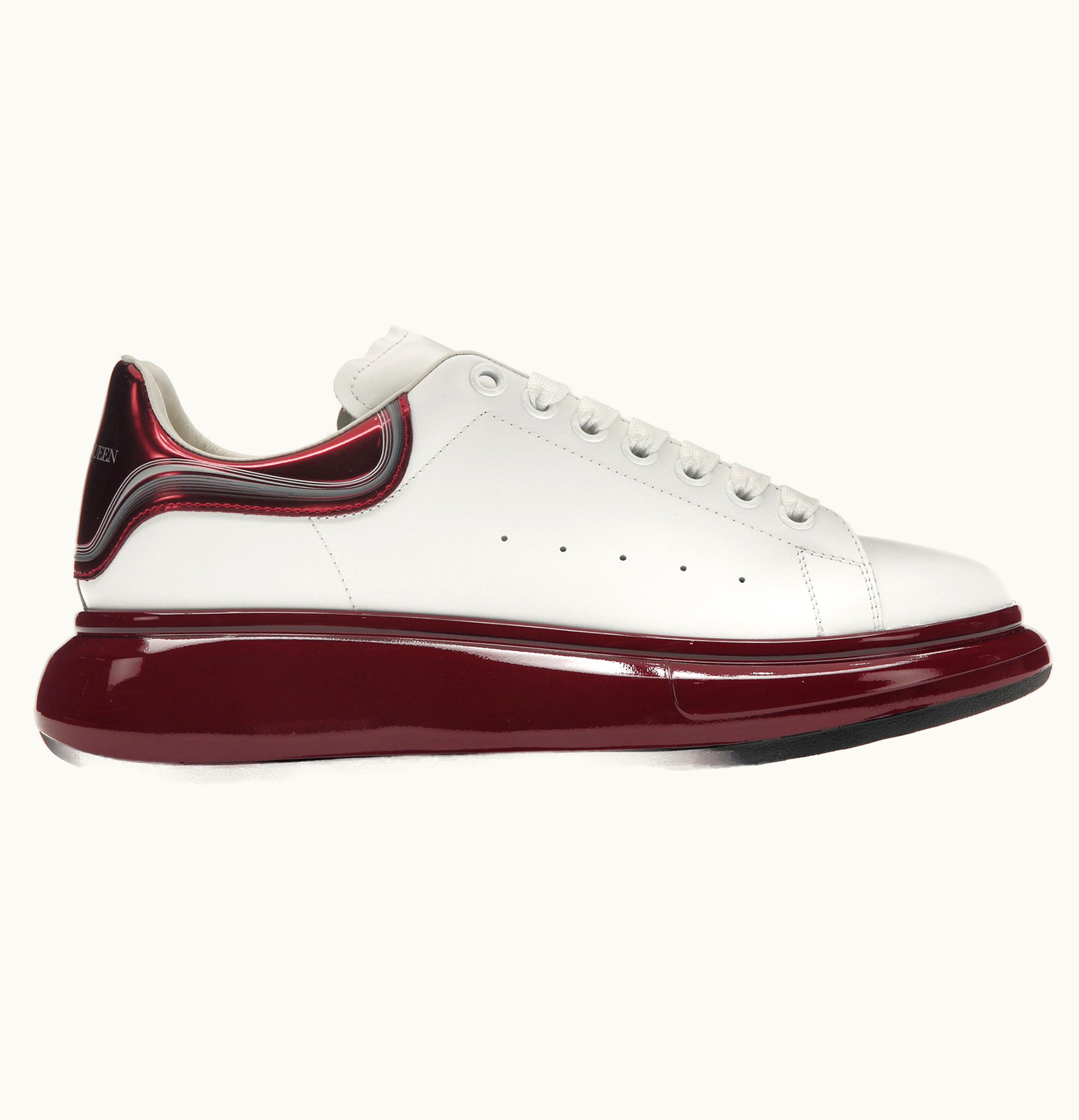 Alexander McQueen Oversized White Metalic Burgundy