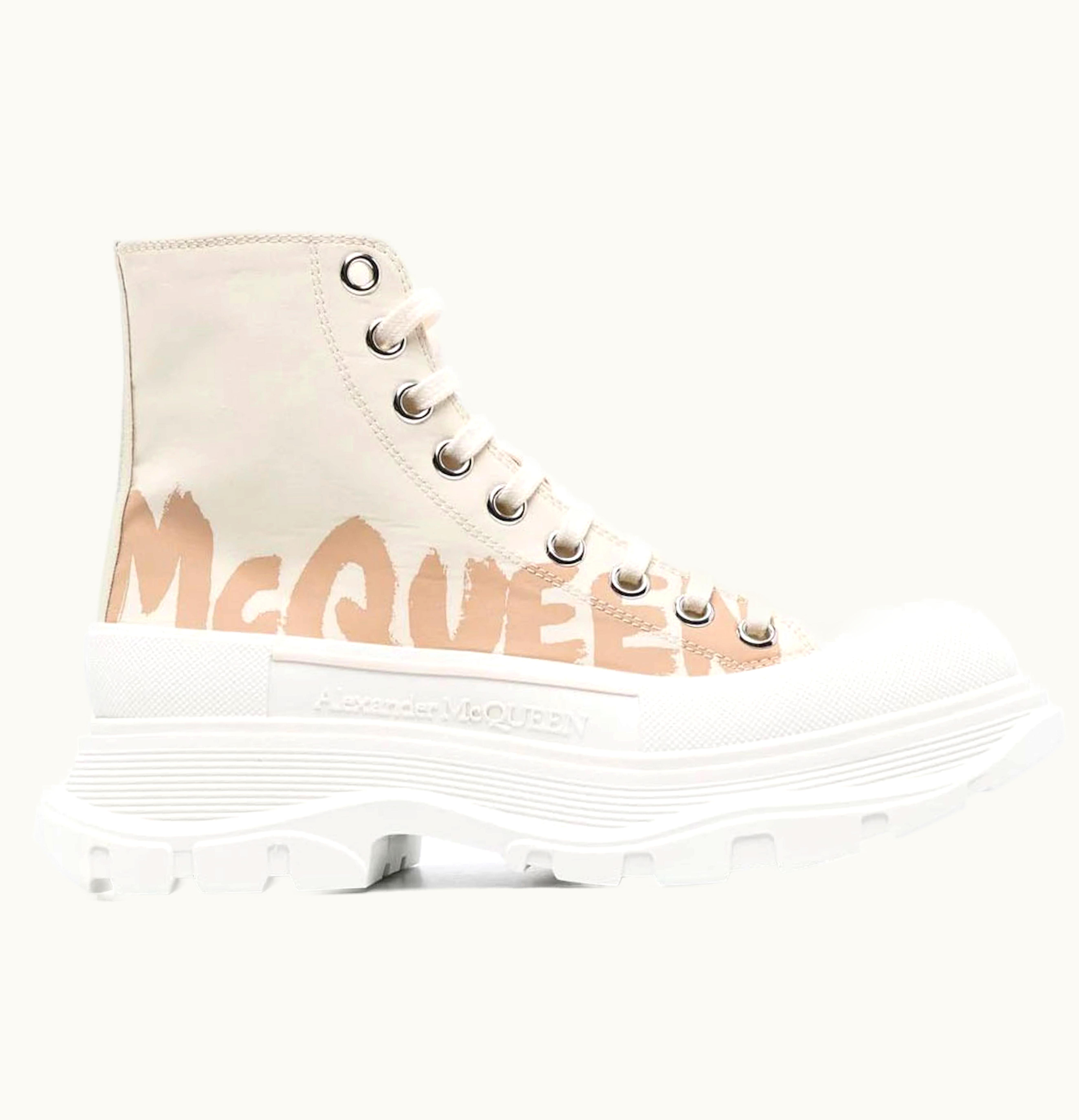 Alexander McQueen Tread Slick High Top Sneakers Beige W