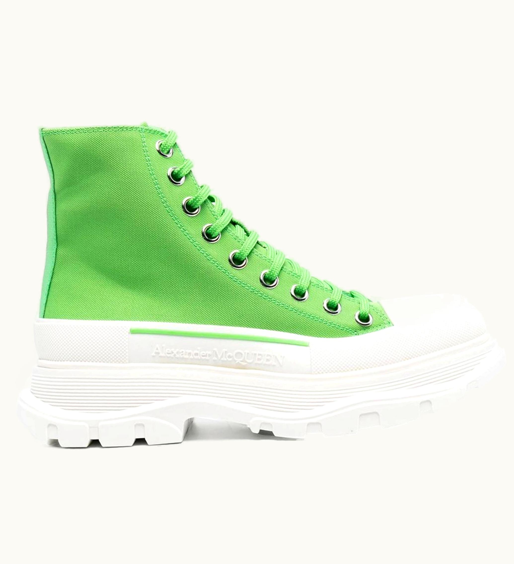 Alexander McQueen Tread Slick Boot Bright Green White W